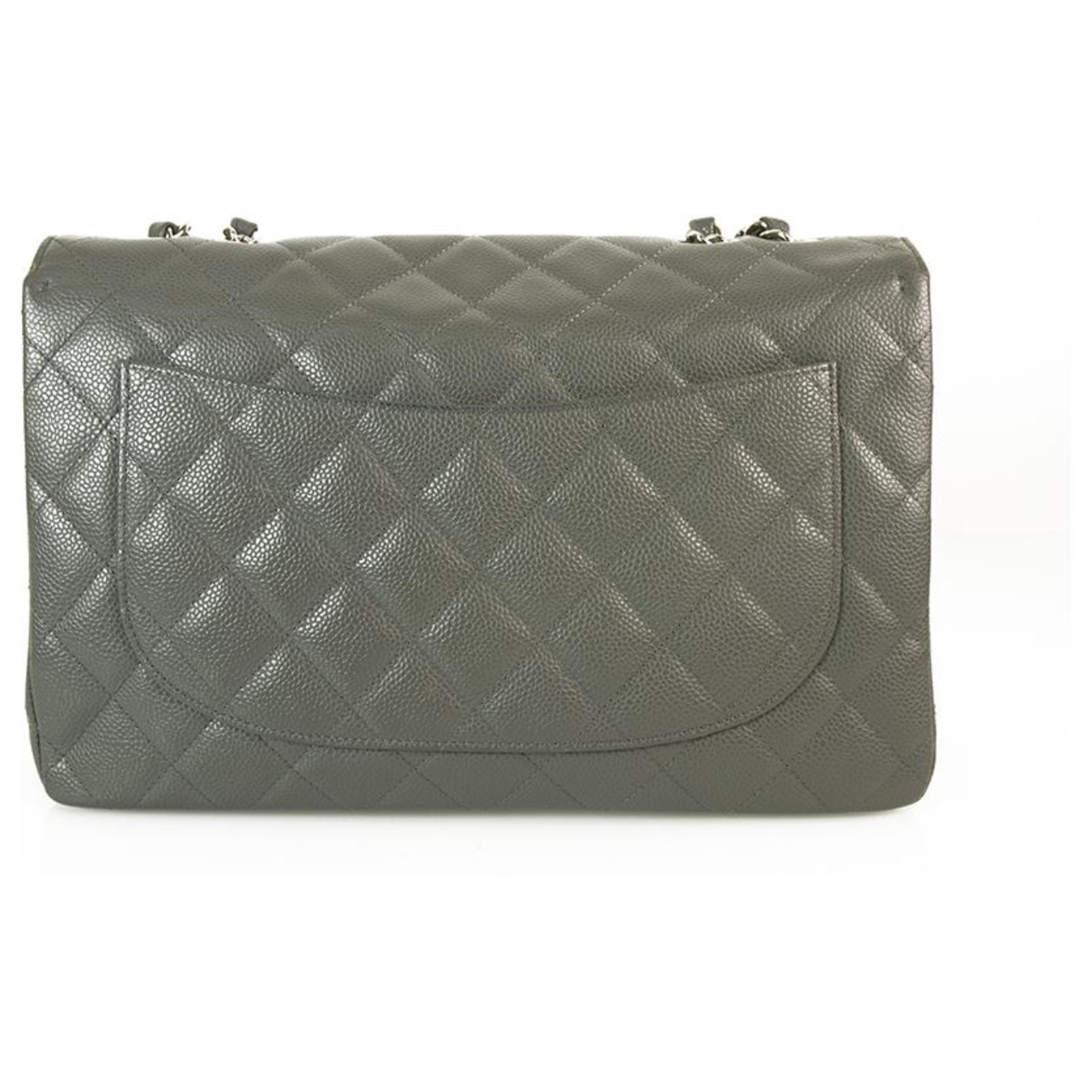Timeless CHANEL Gray Caviar Leather 255 Jumbo Classic Single Flap Bag Silver  hardware Grey ref.163258 - Joli Closet