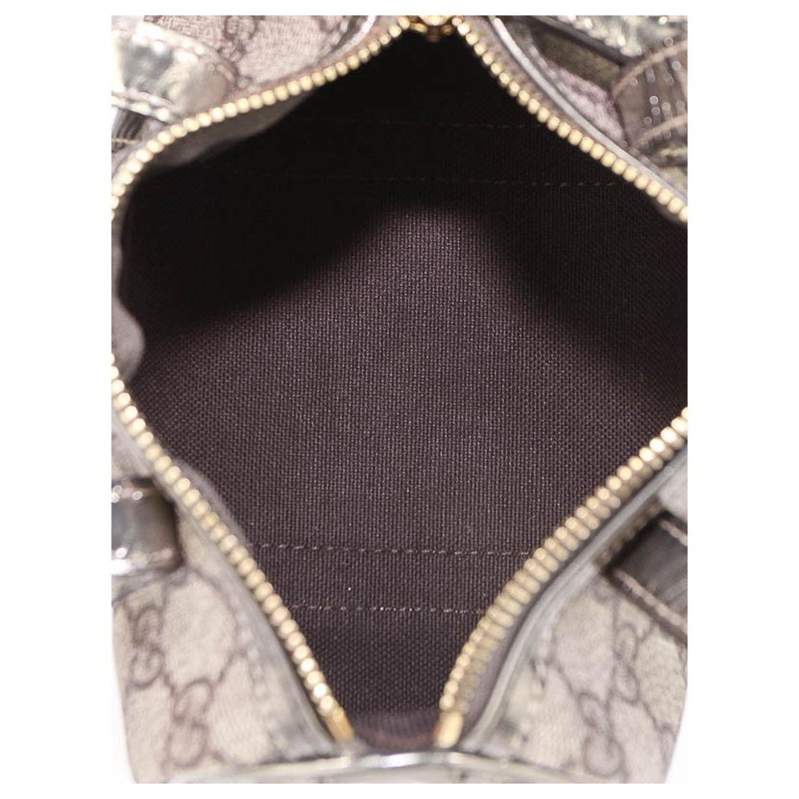 Gucci Mini Boston Joy Beige Metallic Leather Cloth ref.163323