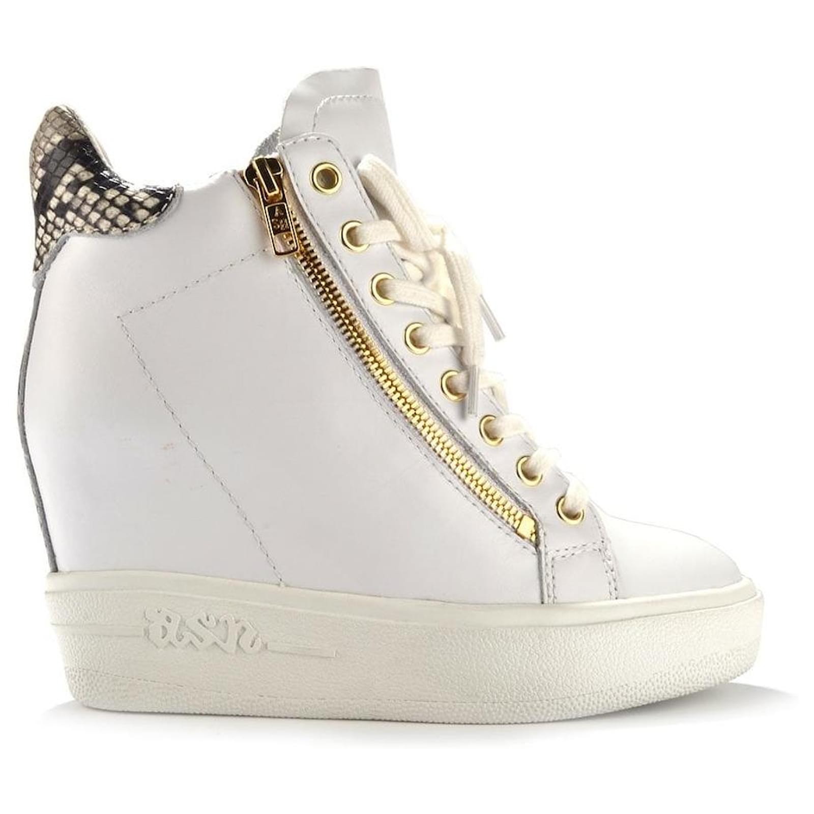 leather wedge trainers