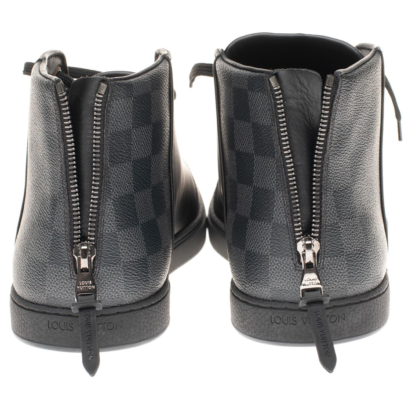 Louis Vuitton Line-Up sneakers checkerboard boot in graphite  checkerboard, taille 44, new condition! Dark grey Dark blue Leather Cloth  ref.163486 - Joli Closet