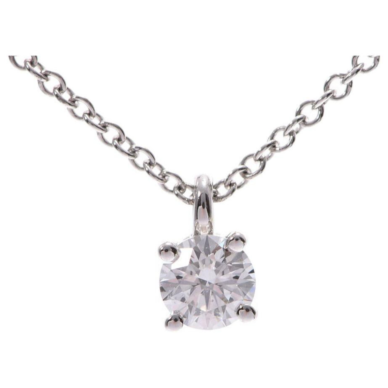 TIFFANY & CO. Solitaire Necklace diamond Golden Gold-plated ref.163802 ...