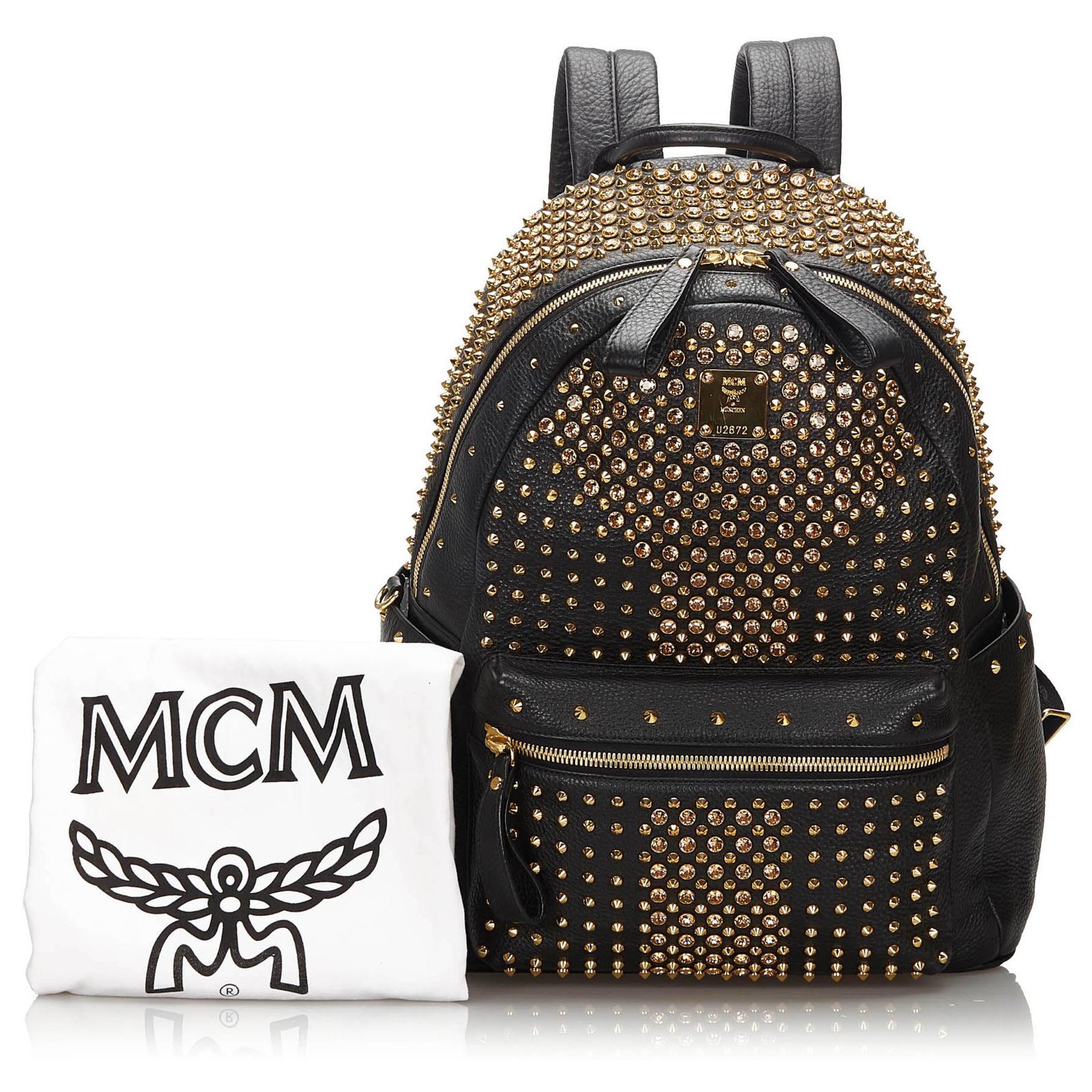 MCM Black Stark Special Studded Leather Backpack Metal ref.164310 - Joli  Closet