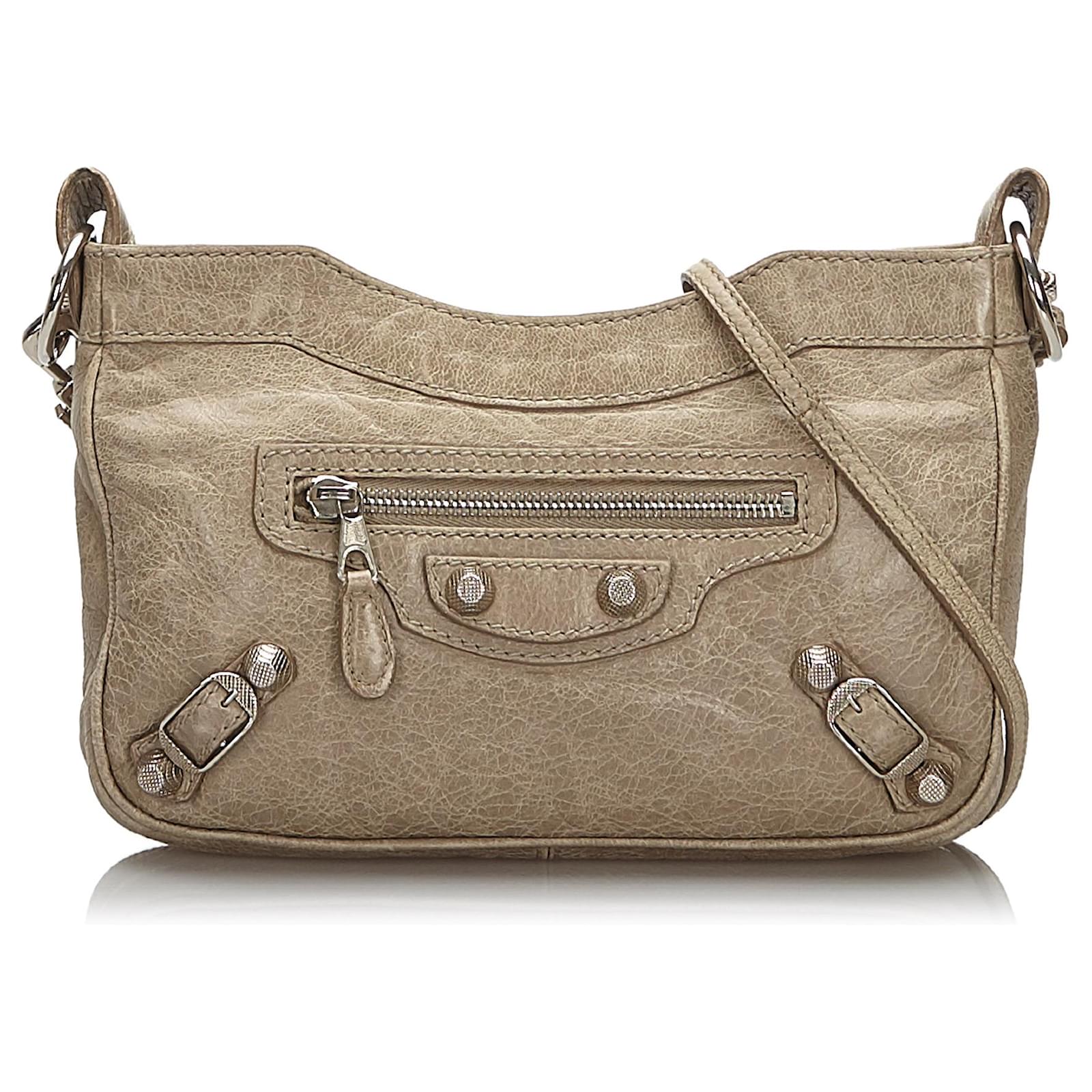 Balenciaga Brown Motocross Giant Hip Crossbody Bag Beige Leather ref