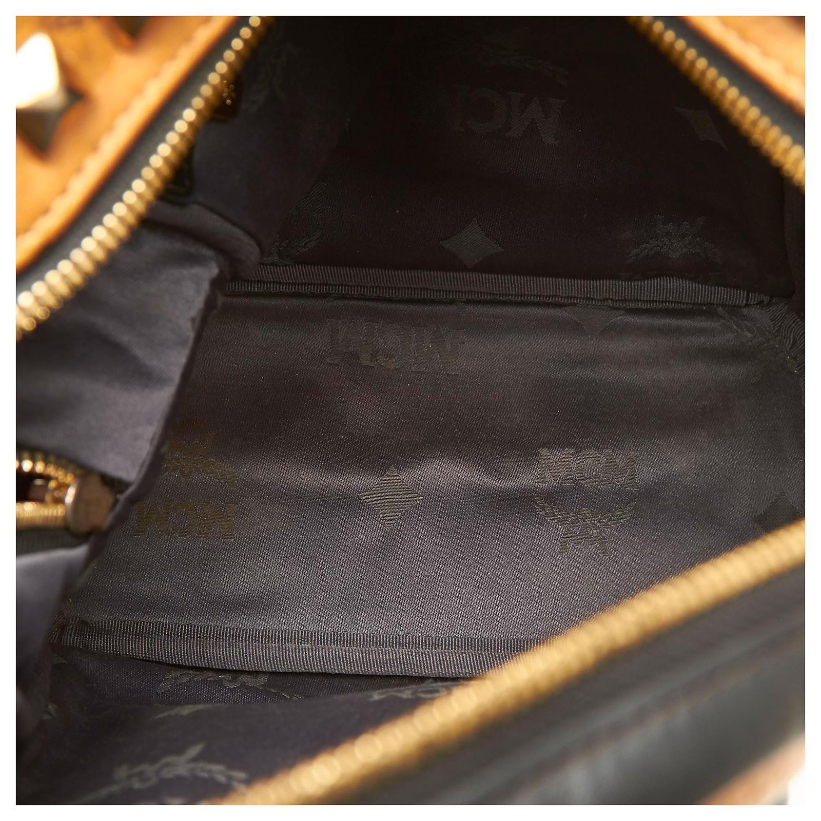 Sac à Dos MCM Visetos Cognac Et Noir - Toile Et Cuir - Occasion Très Bon état - 13 Pouces