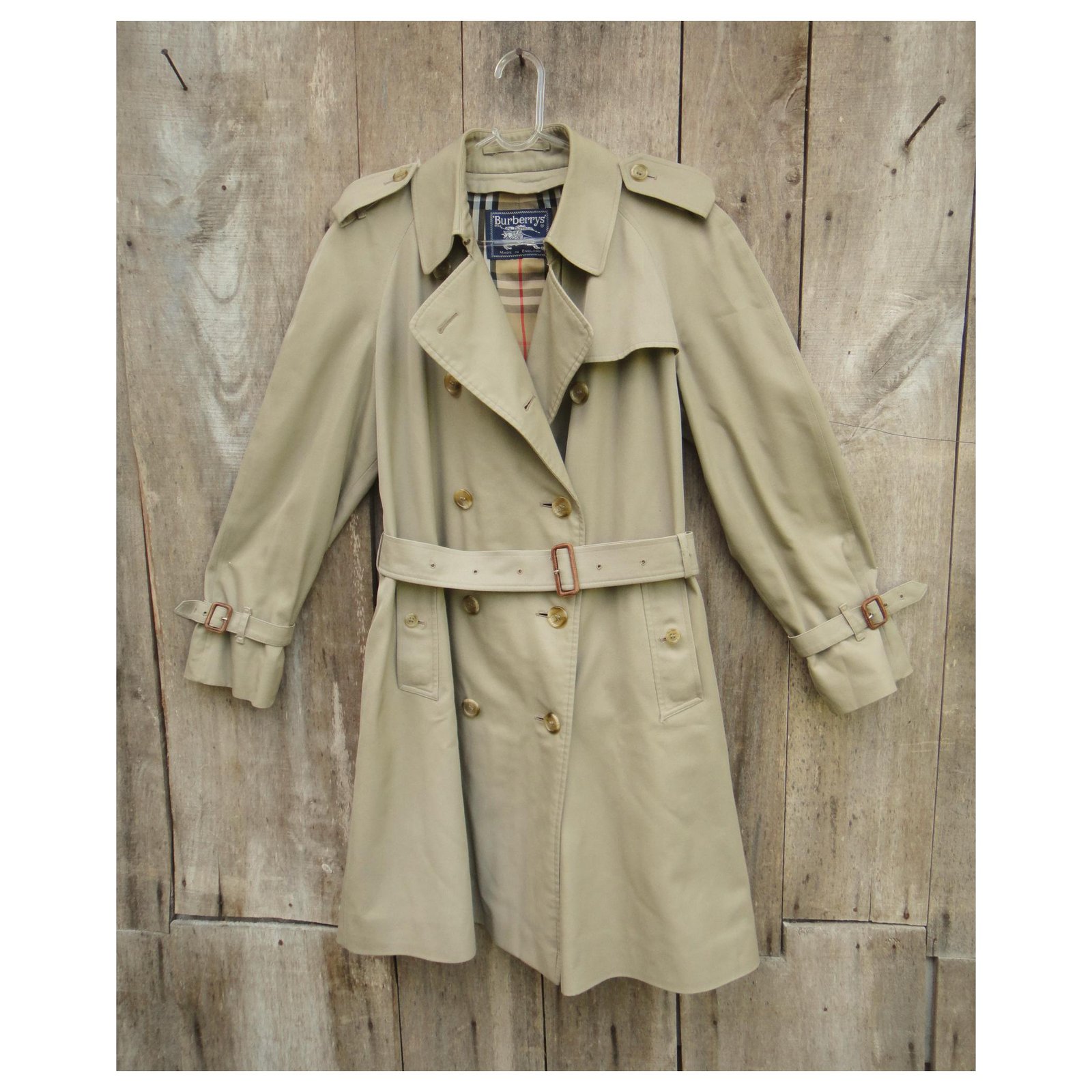 vintage Burberry women's trench coat 42 Khaki Cotton Polyester ref ...
