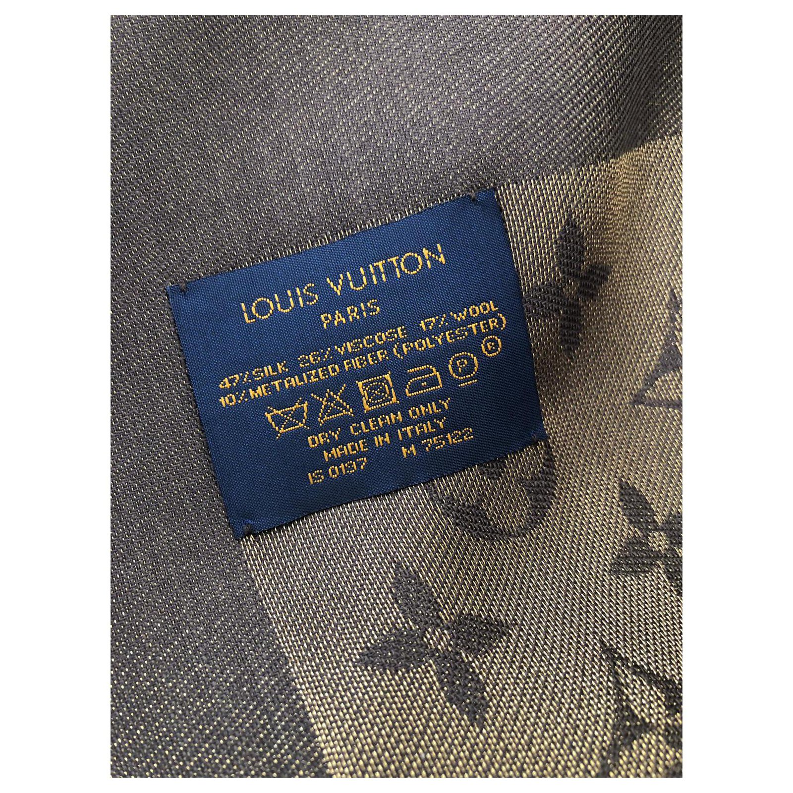 Foulard Louis Vuitton monogram shine Brown Polyester Wool Viscose