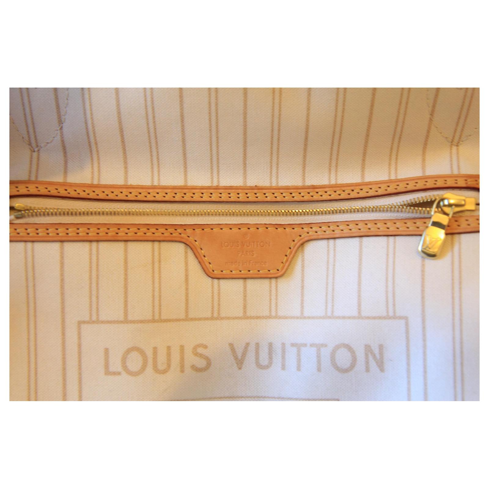 Louis Vuitton Neverfull MM Azur White Leather ref.165364 - Joli Closet