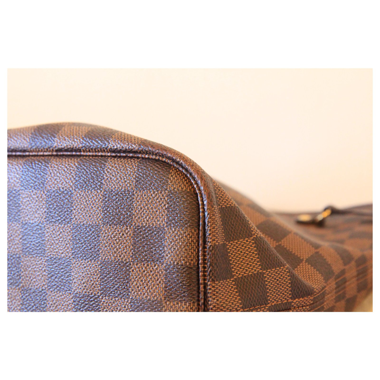 Neverfull Louis Vuitton Handbags Light brown Dark brown Leather Cloth  ref.67528 - Joli Closet