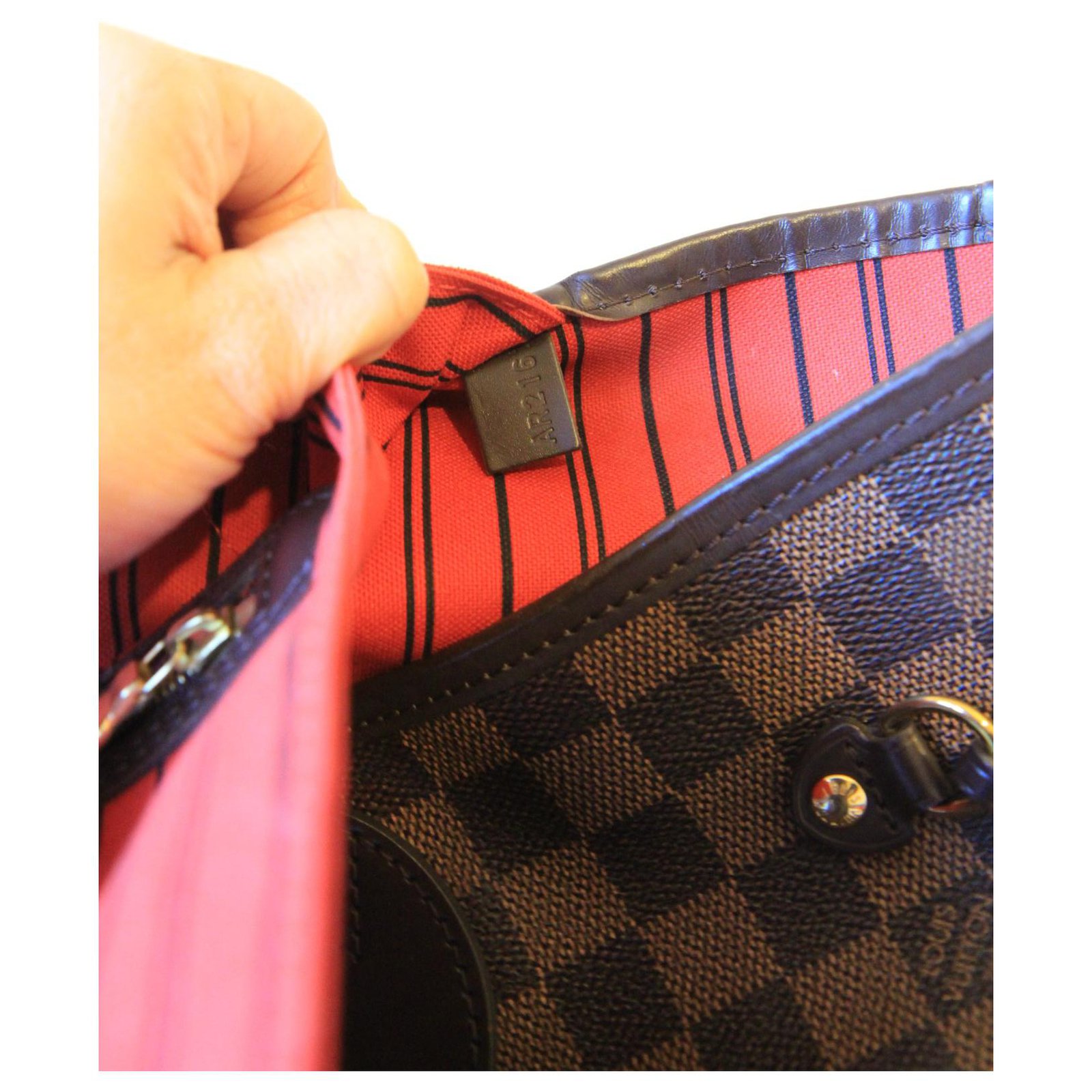 Louis Vuitton Neverfull MM Damier Brown Leather ref.165365 - Joli