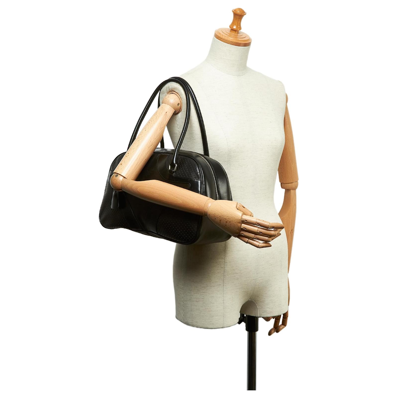 Prada Black Leather Vitello Drive Bowler Handbag ref.165647 - Joli