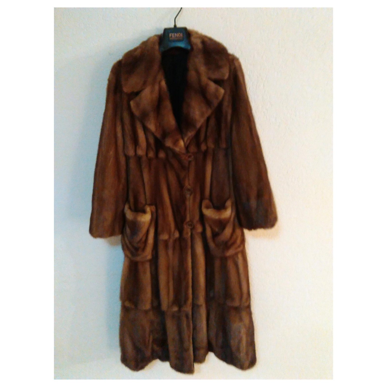 FENDI Reversible wild Mink Fur coat Cognac ref.165701 - Joli Closet