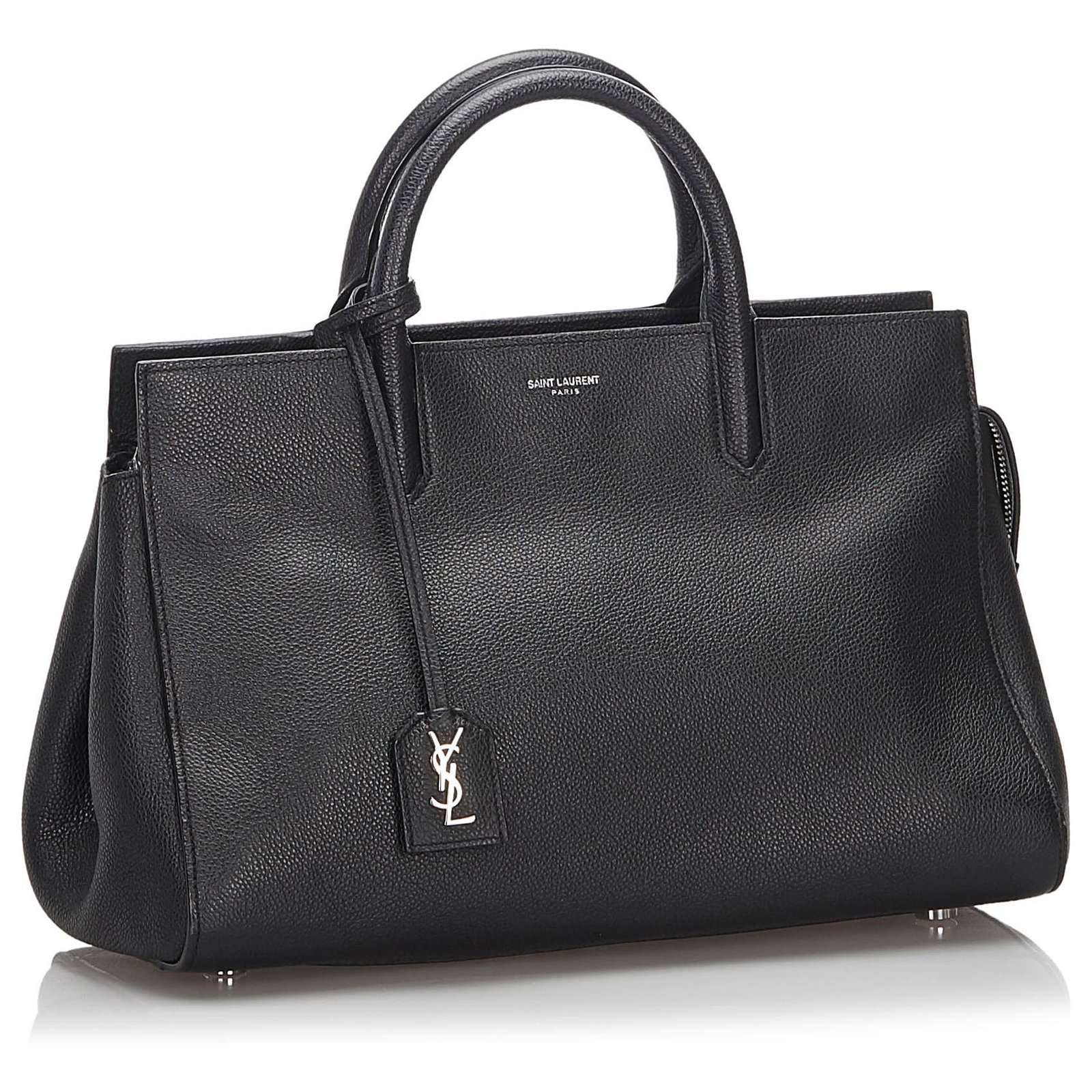 Yves Saint Laurent Sacoche YSL Black Cabas Rive Gauche Cuir Noir ref ...