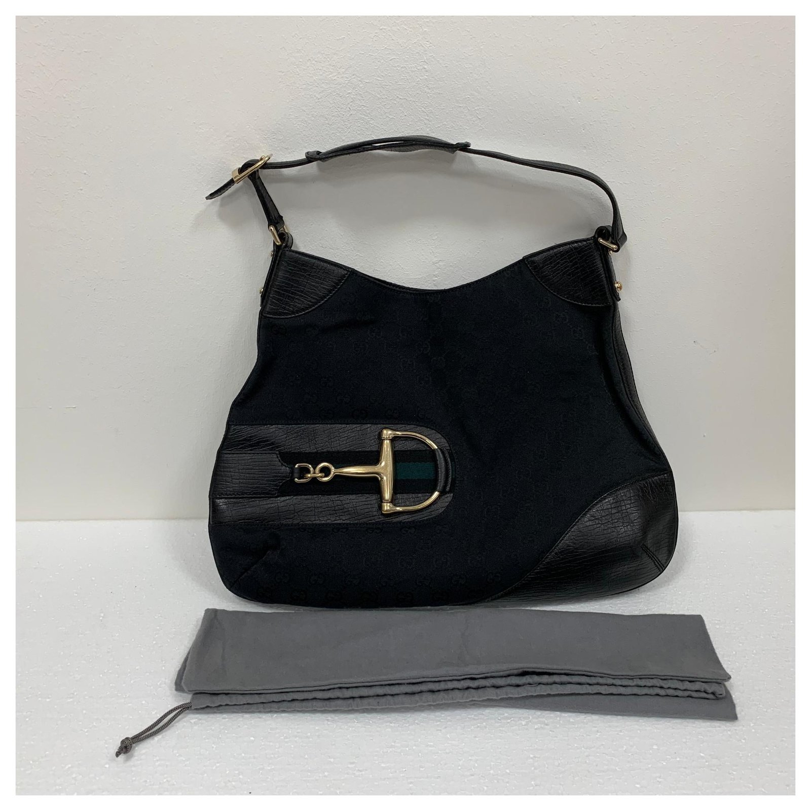 Gucci Vintage black canvas and leather hobo bag Cotton ref.165957 - Joli  Closet