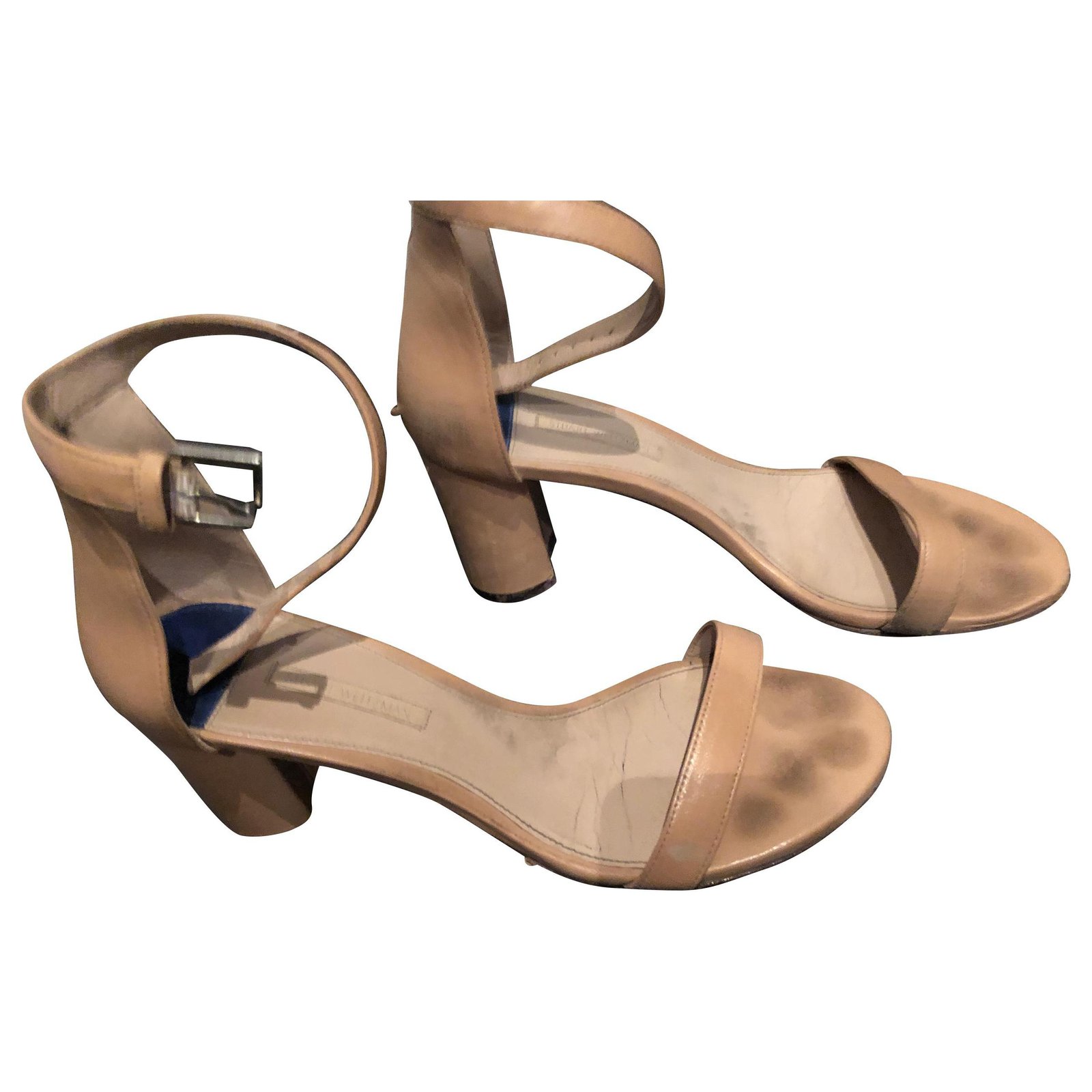 Stuart Weitzman Sandals Beige Leather ref.166125 - Joli Closet