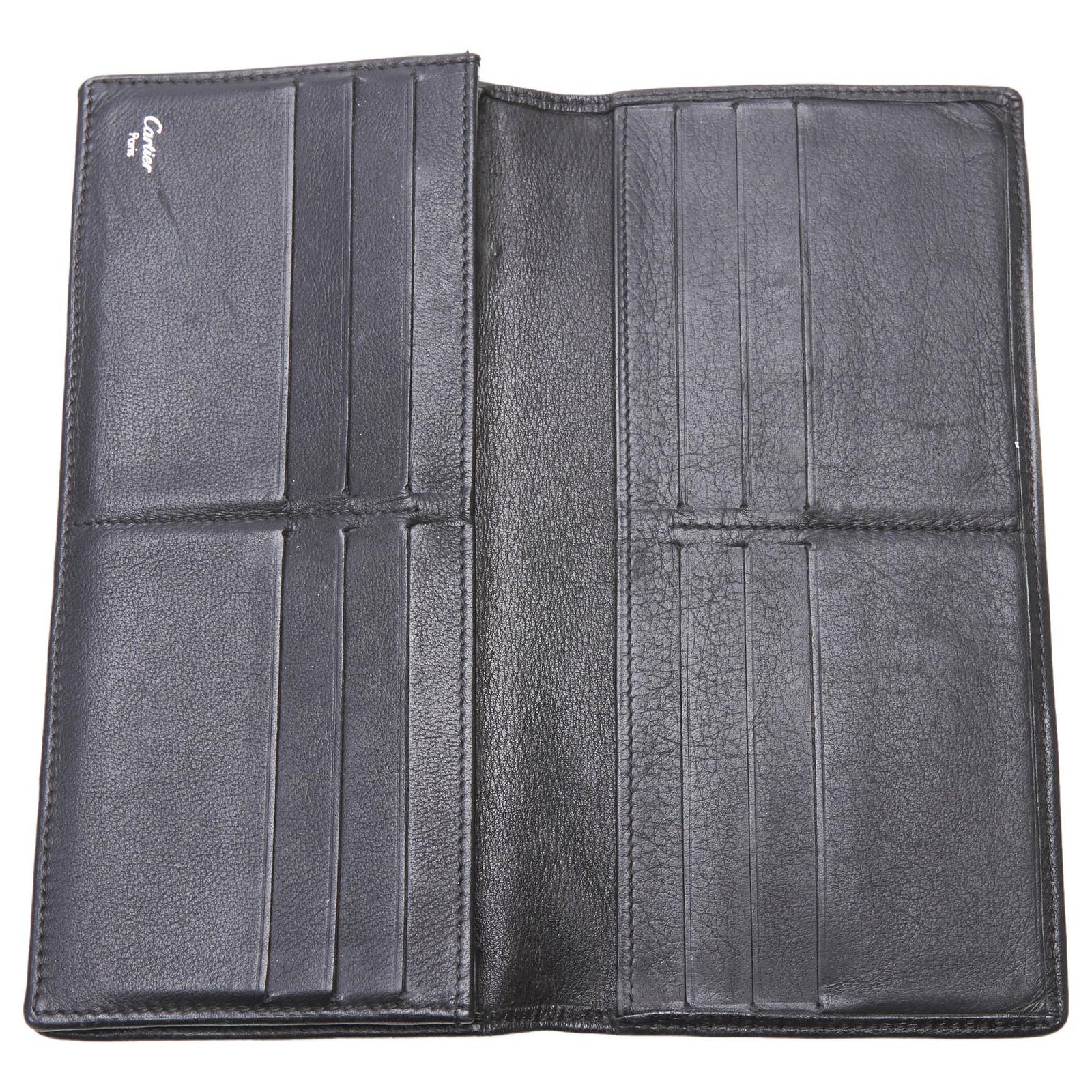 Cartier Black Leather Long Wallet ref.166190 - Joli Closet