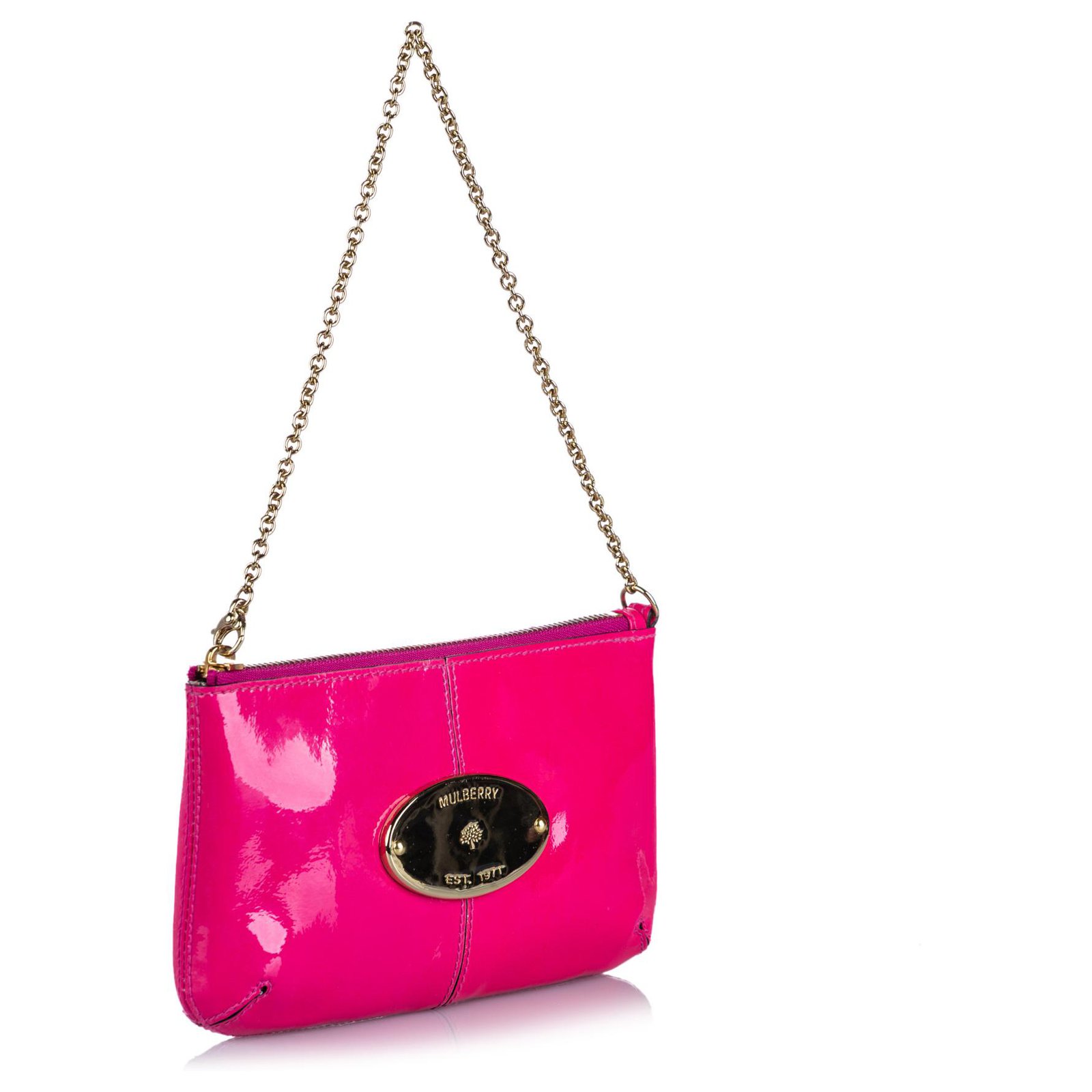 Mulberry Pink Patent Leather Charlie Clutch Bag ref.166488 - Joli Closet