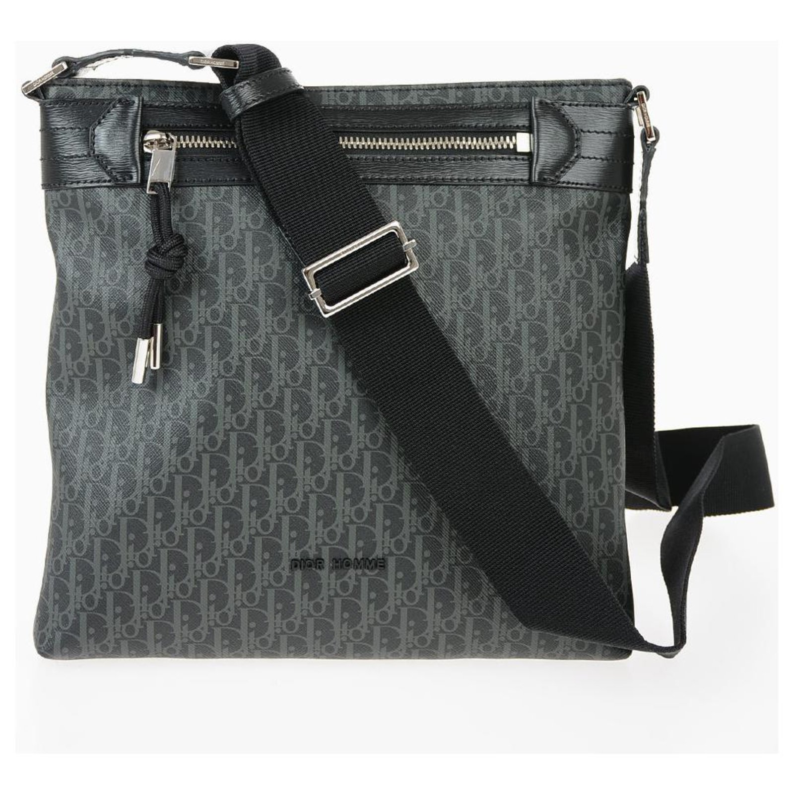 Christian Dior Vintage Grey Logo Canvas Small Messenger Crossbody Bag Cloth  ref.624628 - Joli Closet