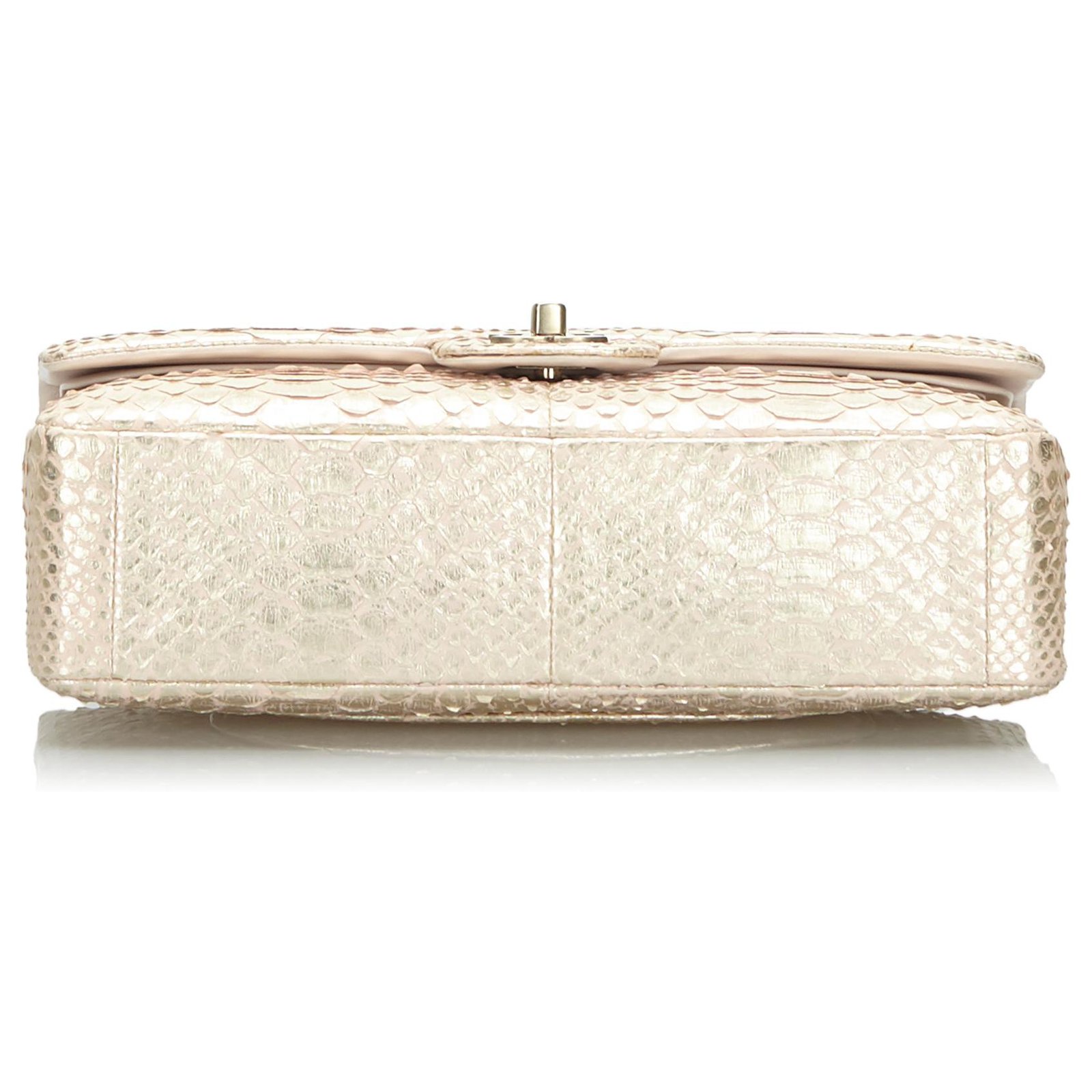 Timeless Chanel Gold Classic Medium Python Leather lined Flap