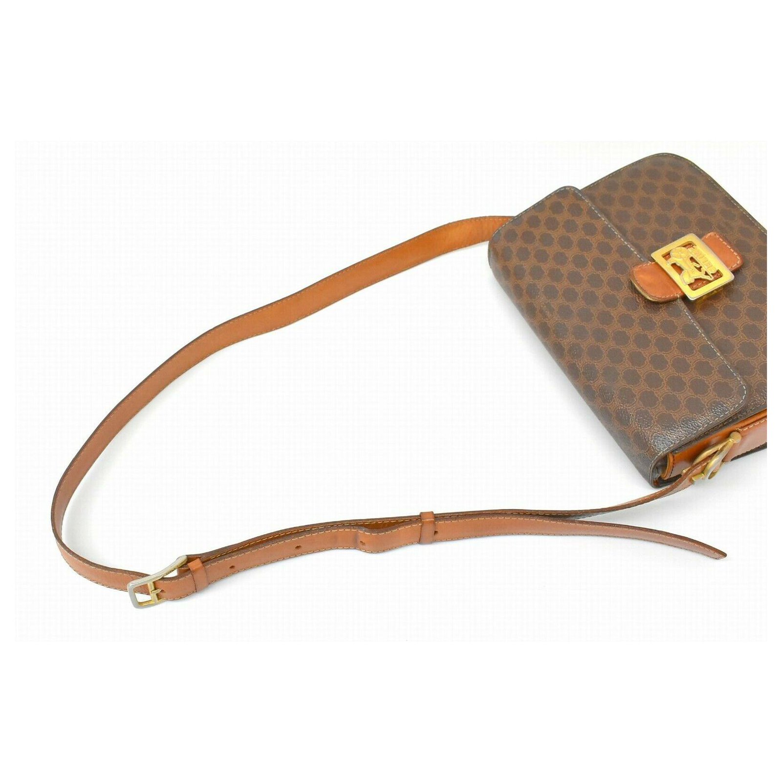 Céline Macadam Shoulder Bag Brown Leather ref.167000 - Joli Closet