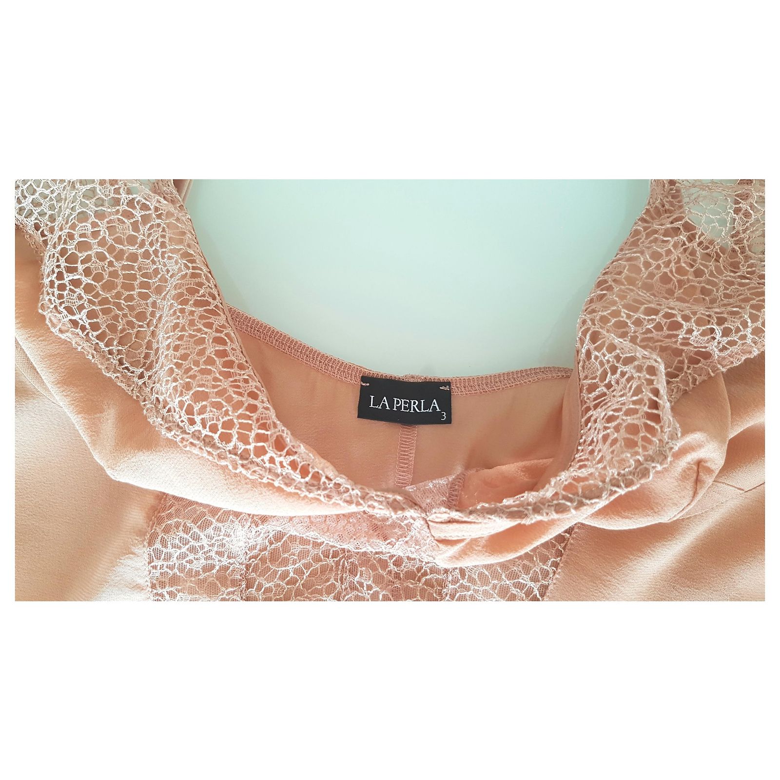 Nuisette La Perla Vintage Transparente - Couleur Moutarde, Perles - Taille M - Neuf Sans étiquettes