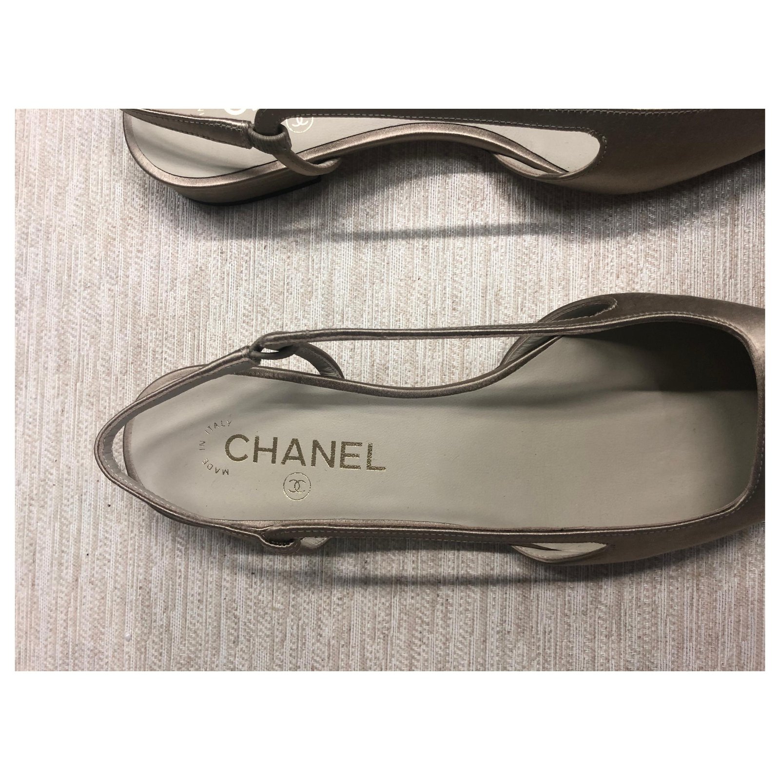 Chanel slingback Golden Leather ref.168557