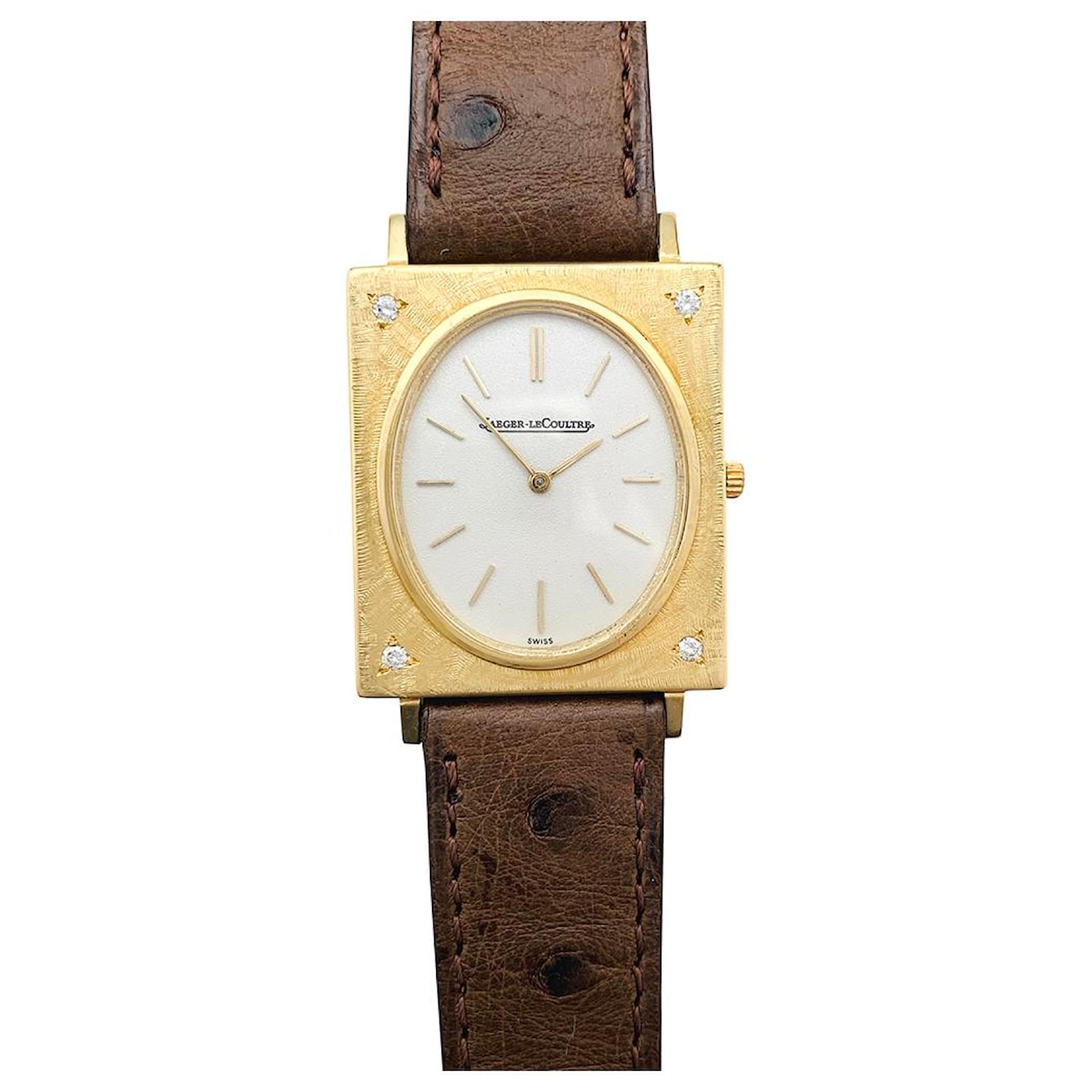 Jaeger Lecoultre watch in yellow gold, diamants, Leather bracelet. ref. 168762 - Joli Closet