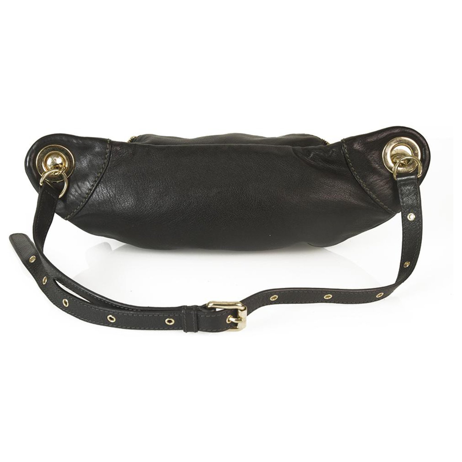 Dolce & Gabbana Jeri Black Leather Two Zipper Crossbody Belt Bag 