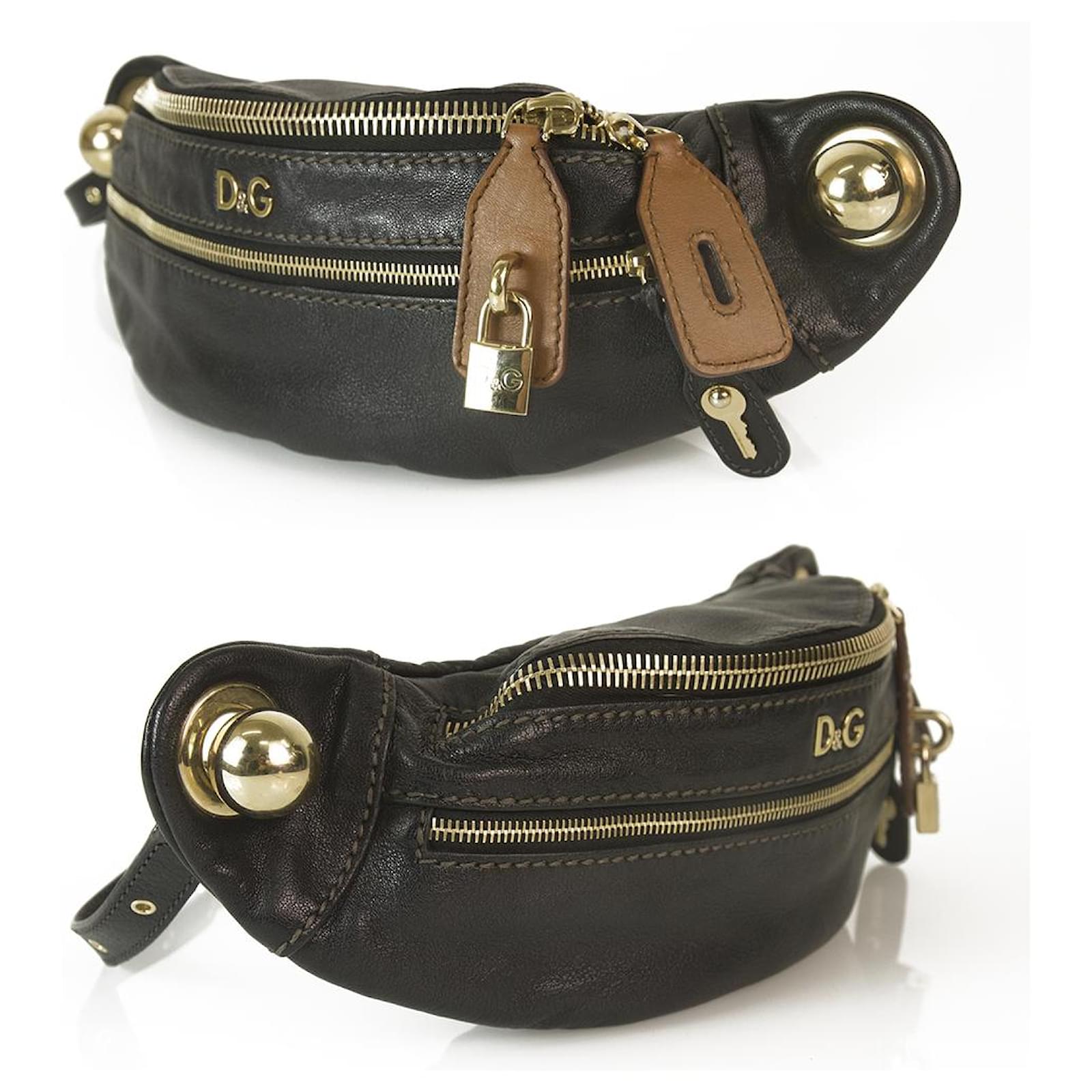 Dolce & Gabbana Jeri Black Leather Two Zipper Crossbody Belt