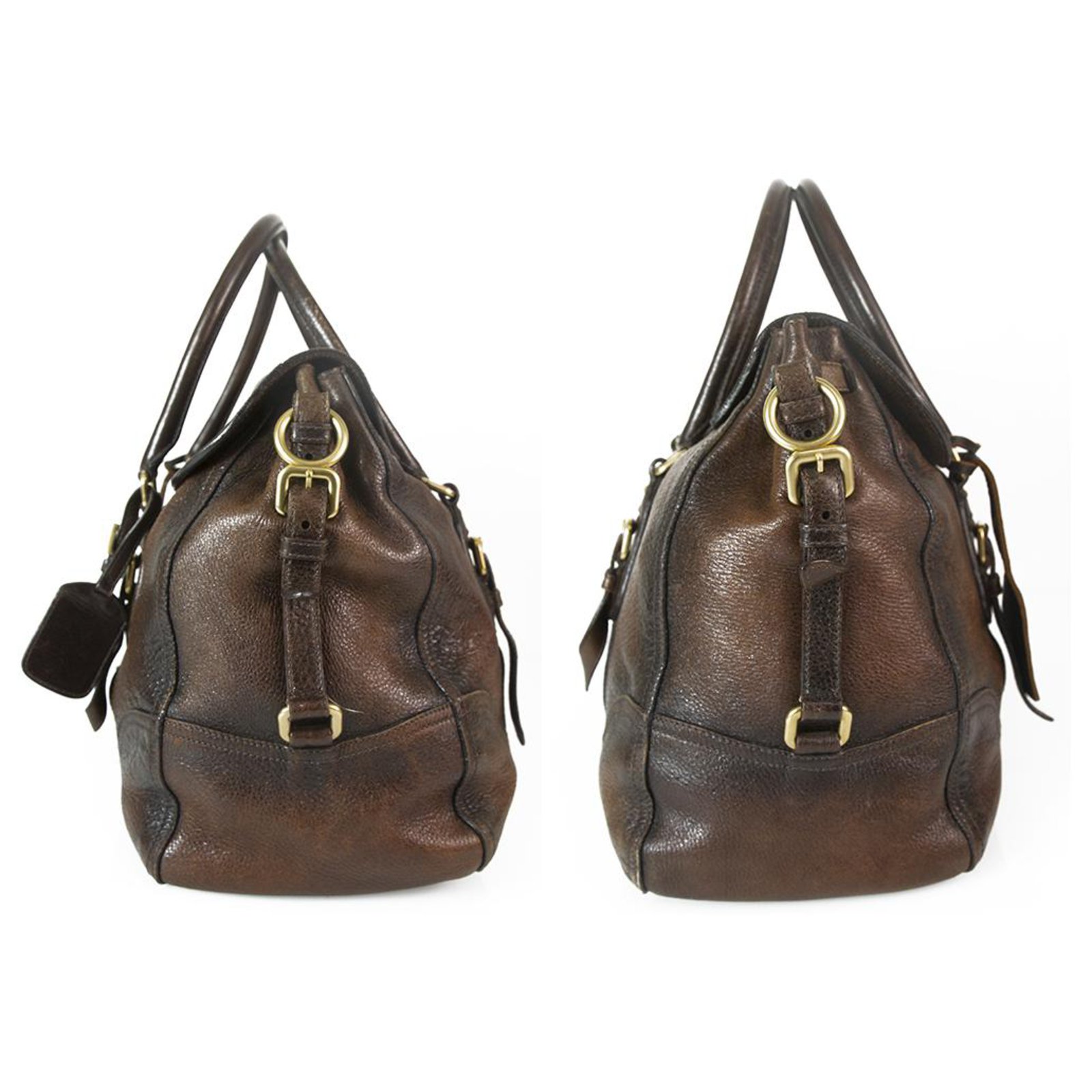 Prada Brown Cervo Antik Deerskin Large Shoulder Bag at Jill's Consignment