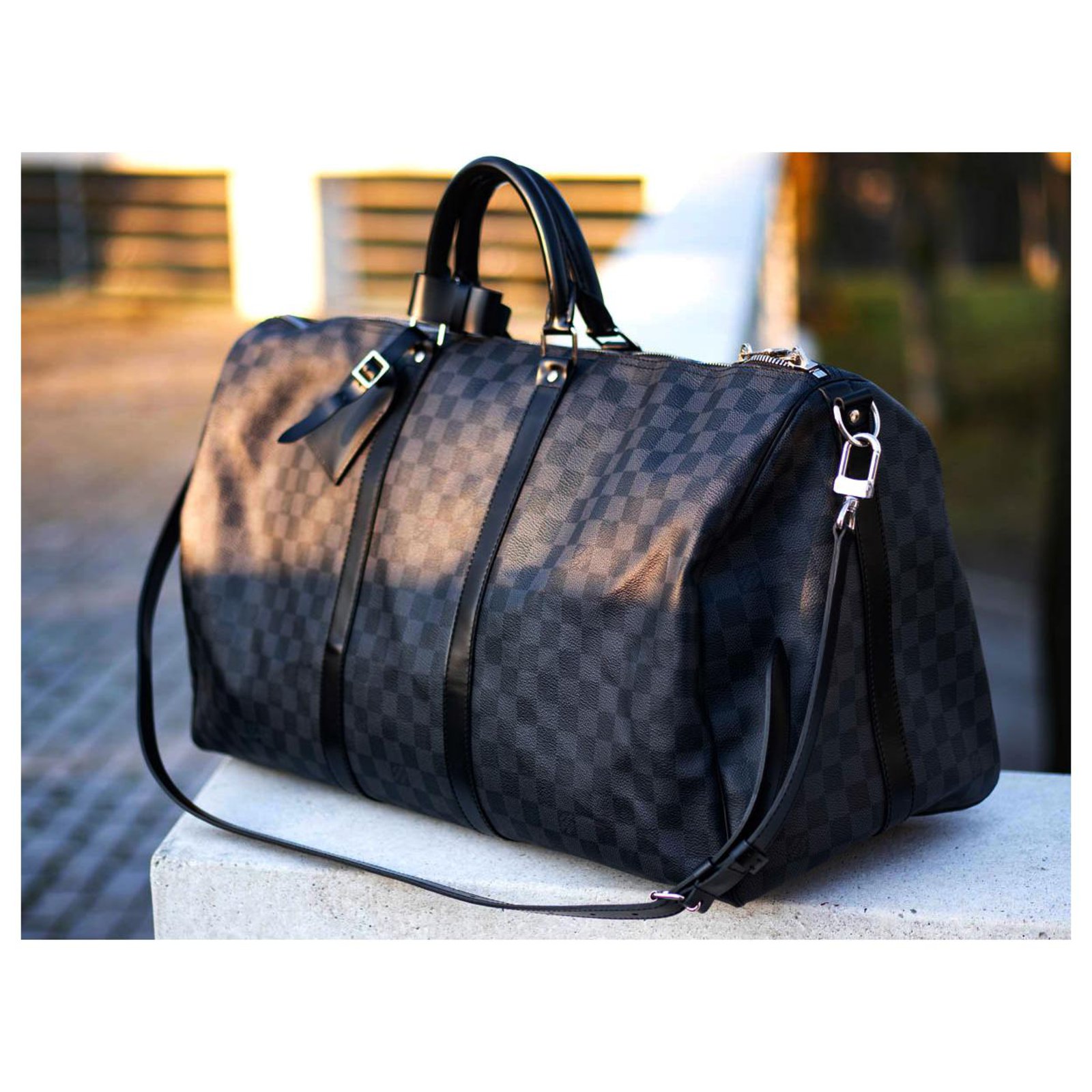 Keepall cloth travel bag Louis Vuitton Grey in Cloth - 22379761
