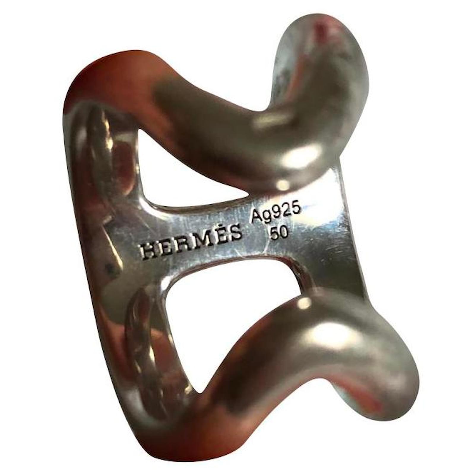 Bague Hermès osmose 50 TBe Argent Argenté ref.169313 Joli Closet