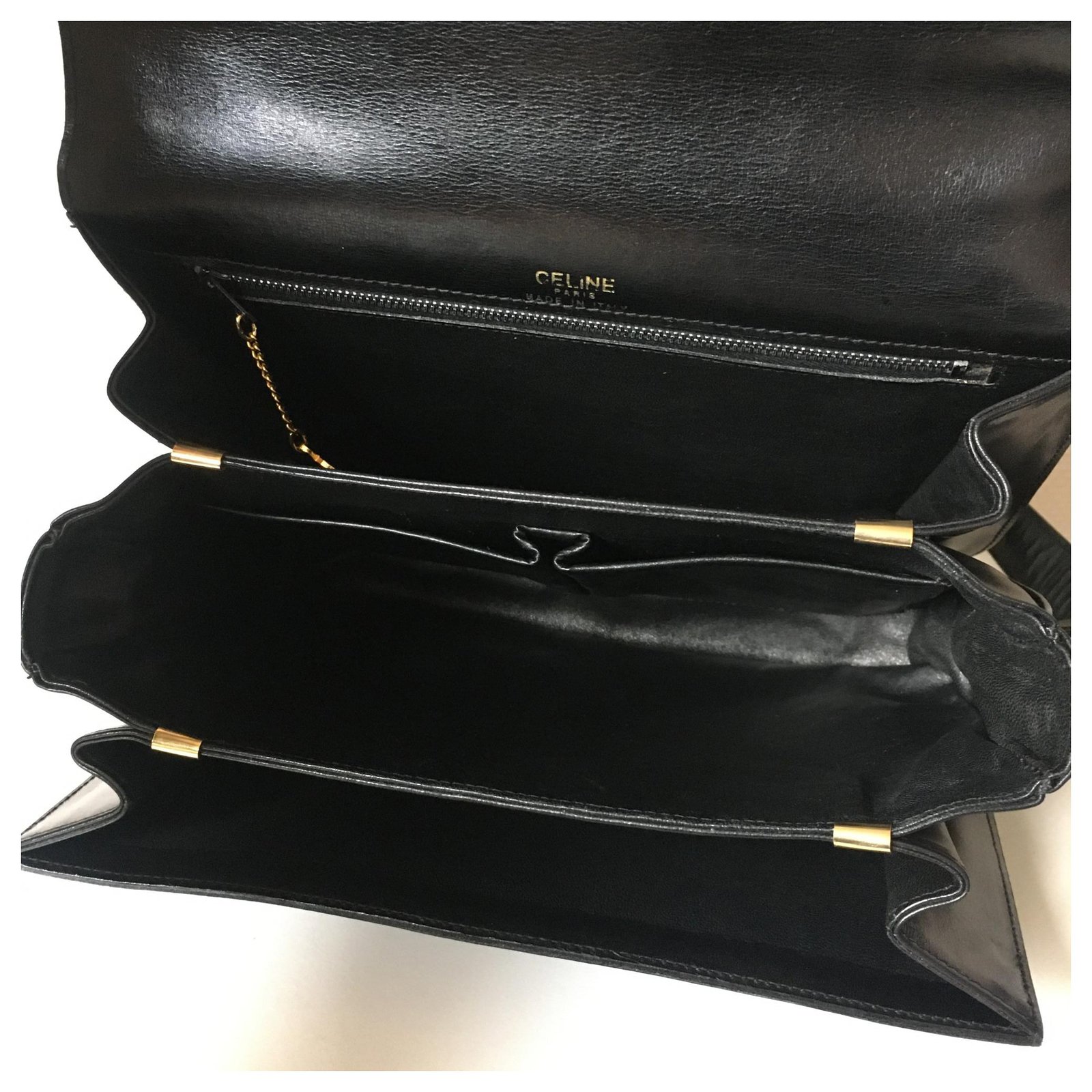 Céline Celine Triomphe Classic Box Black Leather ref.169577 - Joli Closet