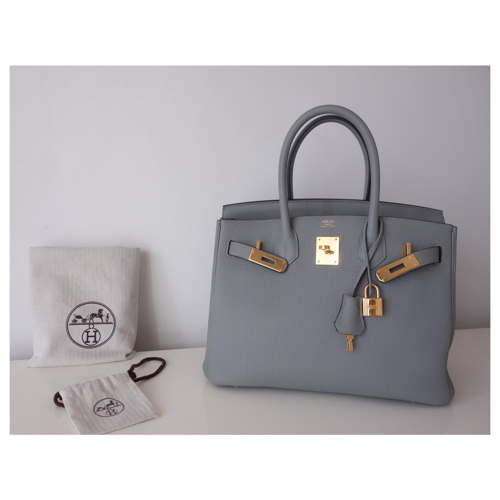 Hermes Hermès Birkin 30 Grey Leather Handbag () In Gray
