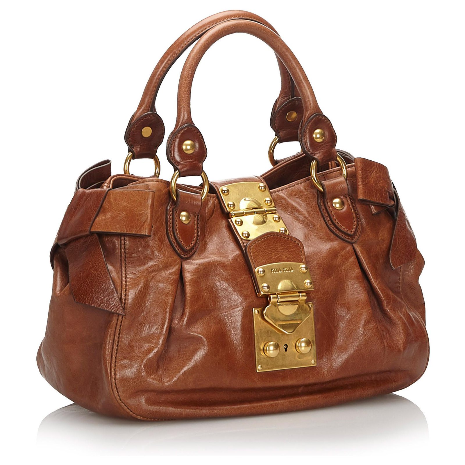 Miu Miu Brown Leather Satchel Bag ref.169657 - Joli Closet