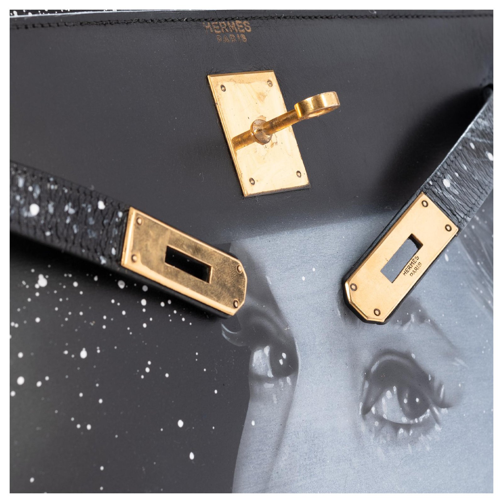 Hermès Hermes Kelly bag 32 returned in black box leather customized Audrey  Hepburn # 47 by PatBo ref.170135 - Joli Closet
