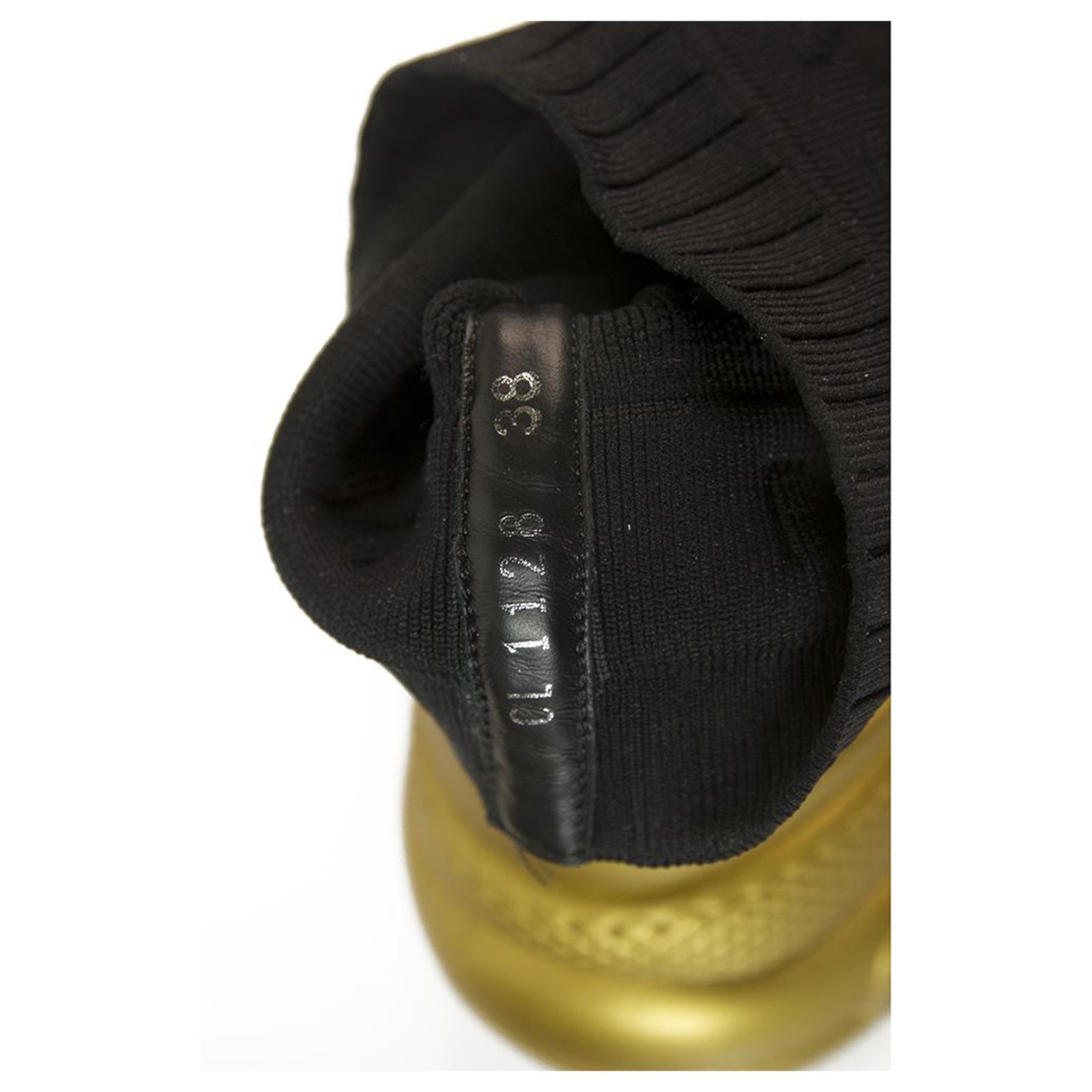 Louis Vuitton LV ARCHLIGHT  Bota de meia preta com sola de borracha  dourada 38 Preto Dourado Elastano ref.170382 - Joli Closet