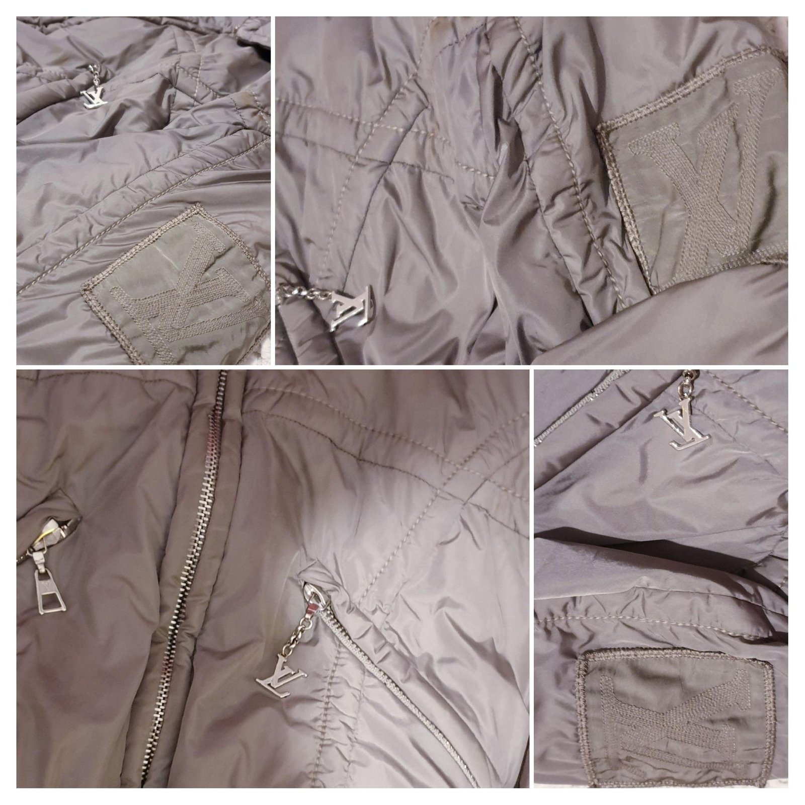 Louis Vuitton down jacket 40 Grey Metallic Silk Polyamide ref