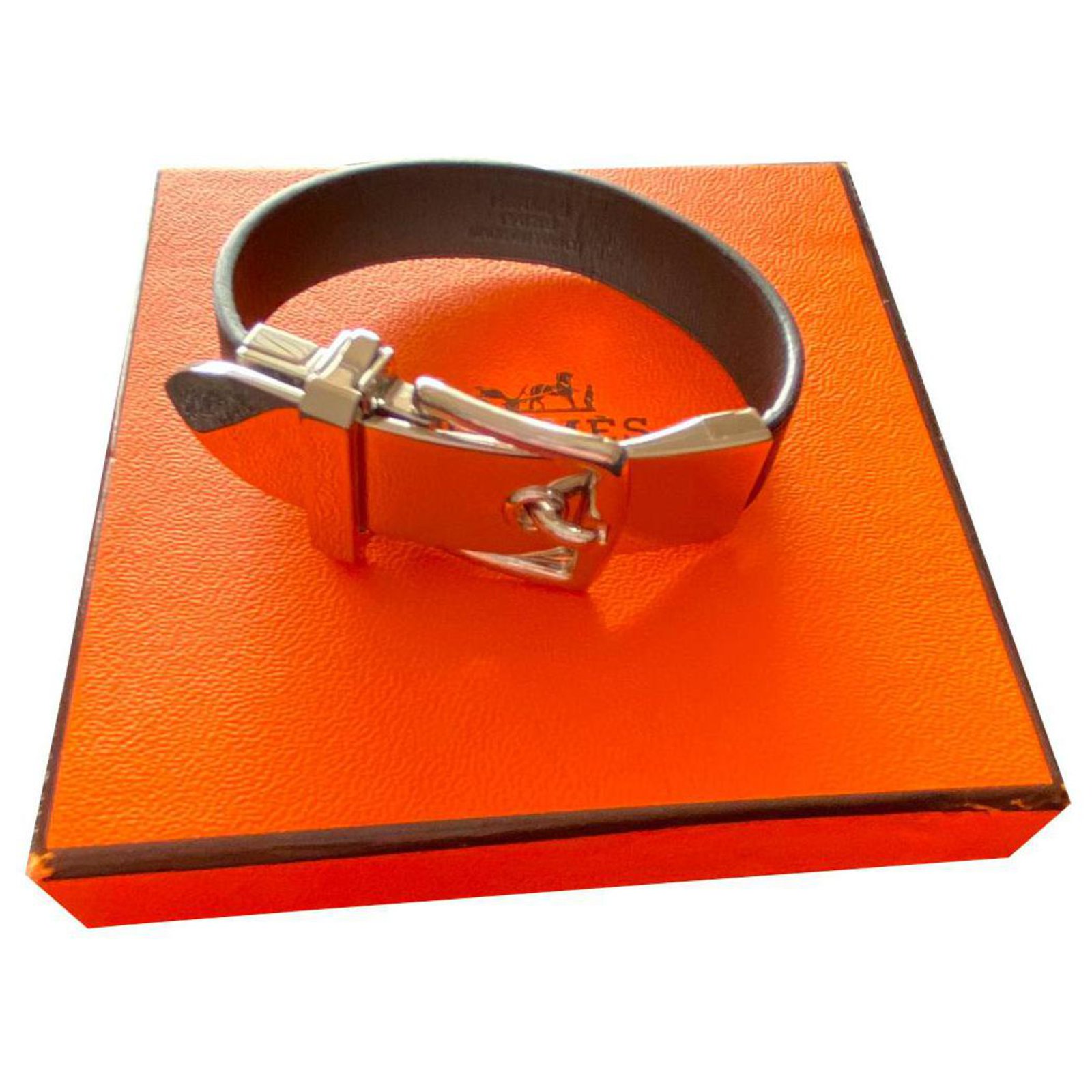 Hermès belt model, leather and silver metal Black ref.170944 - Joli Closet