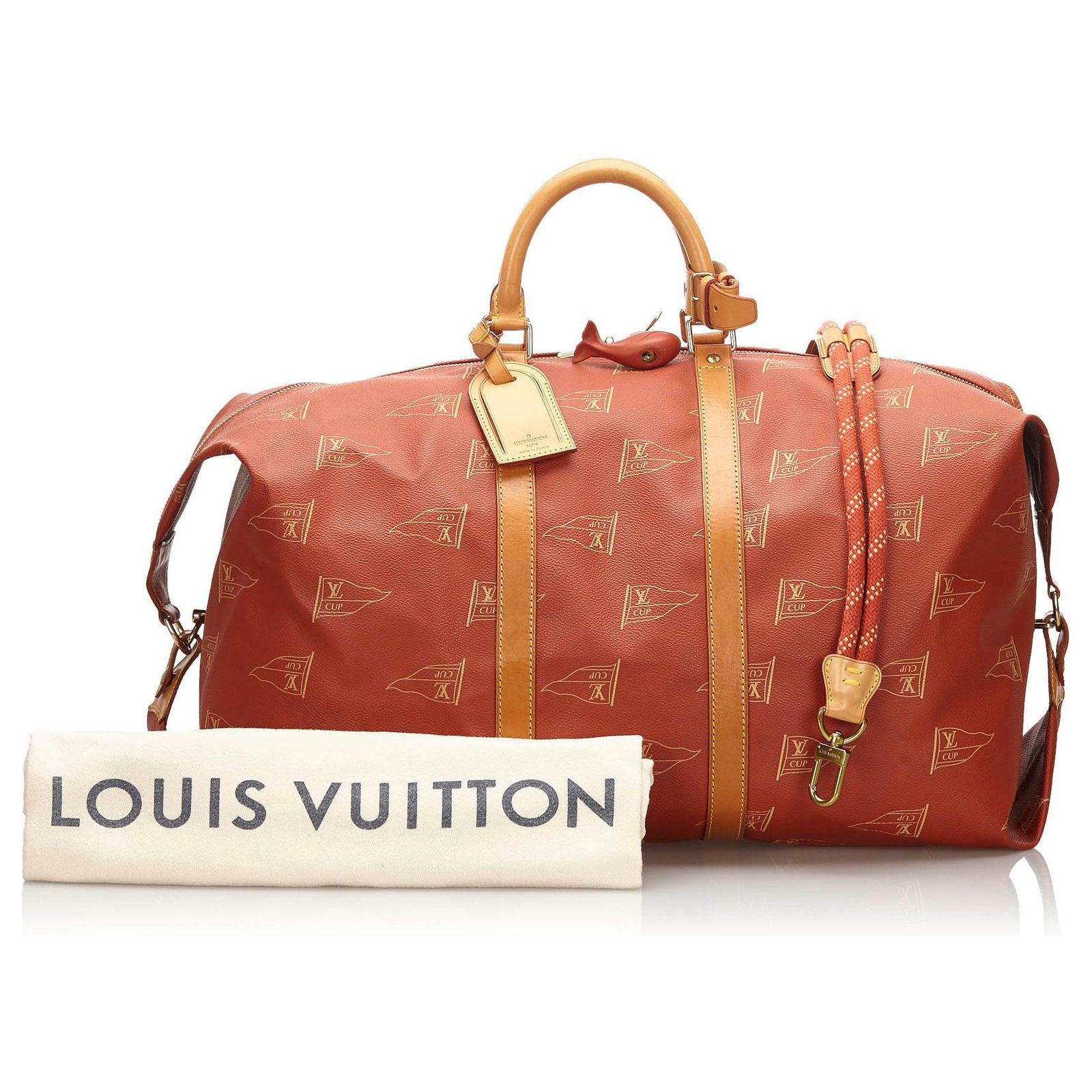 Louis Vuitton Red 1995 LV Cup Travel Bag Brown Leather Plastic ref.171029 -  Joli Closet