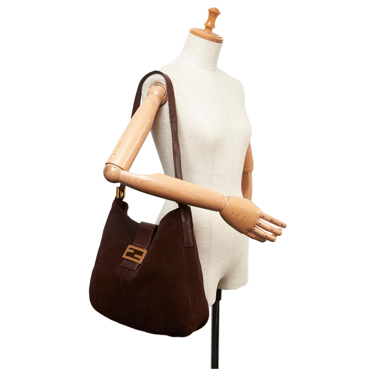 Fendi Brown suede tote bag with logo and leather handles ref.985161 - Joli  Closet