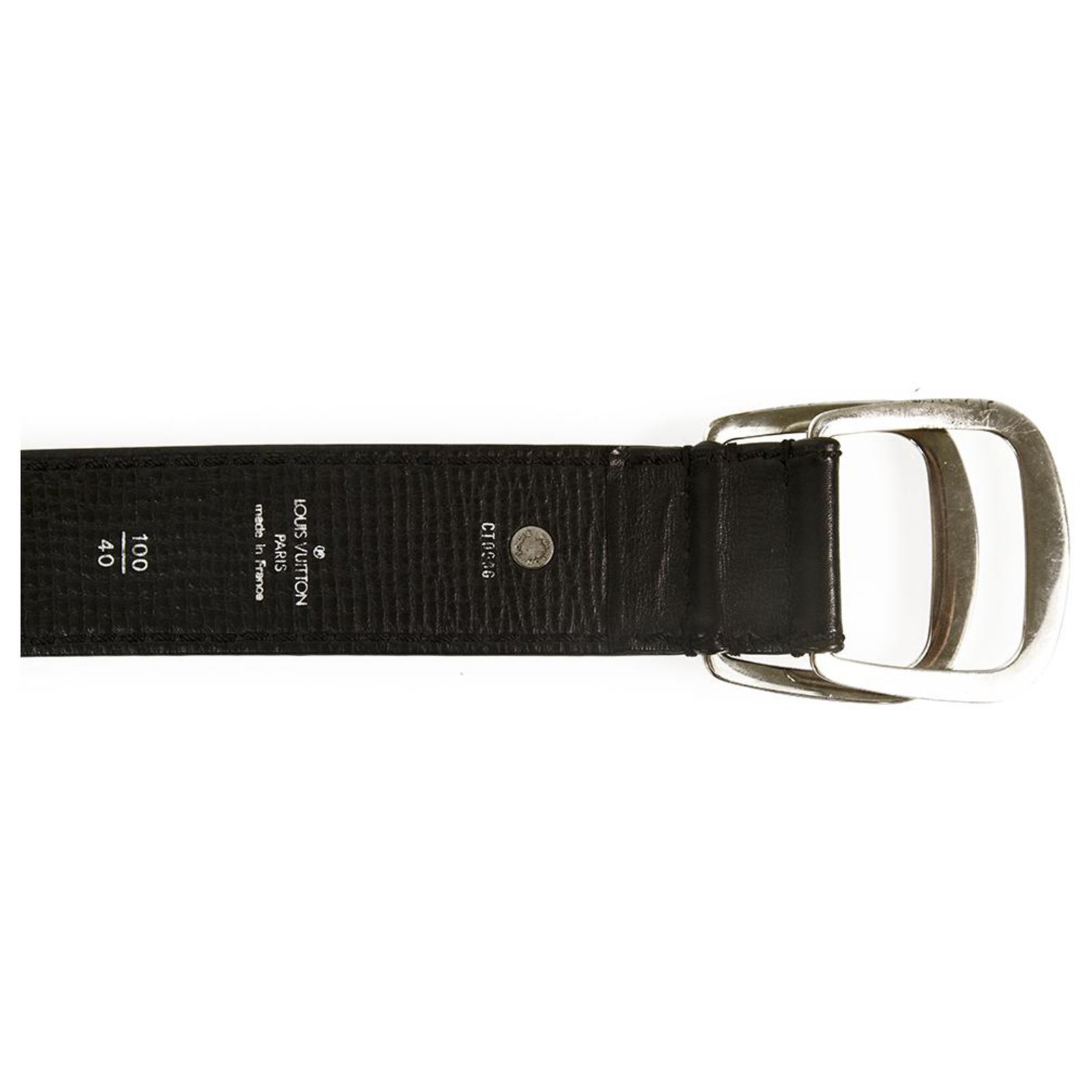 Louis Vuitton Black Perforated Monogram Belt silvertone tonguless buckle 40/100  Leather ref.171177 - Joli Closet