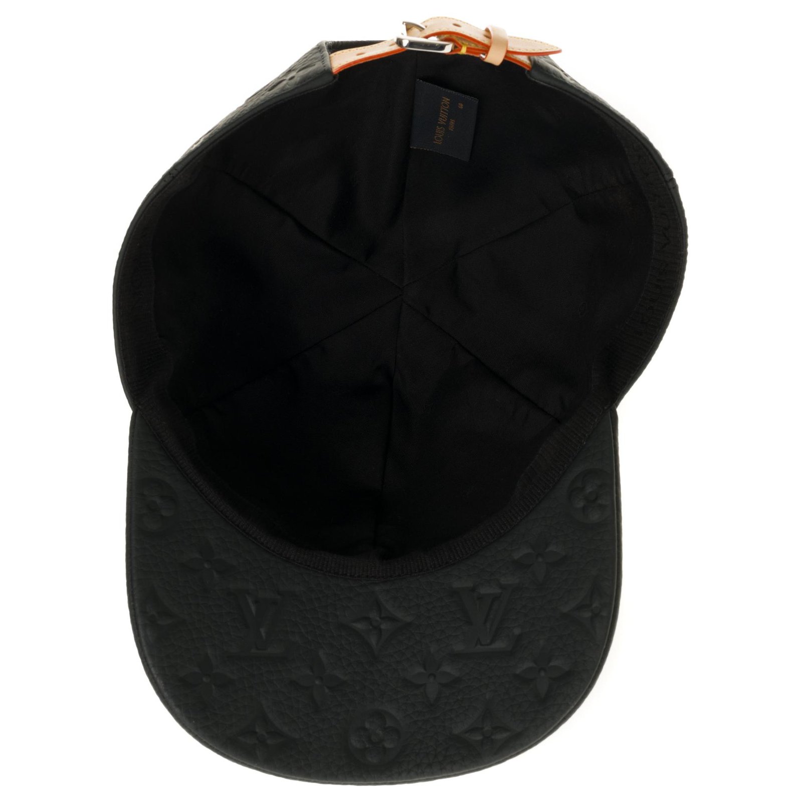 louis vuitton lv virgil negro impreso gorra de cuero gorra de béisbol