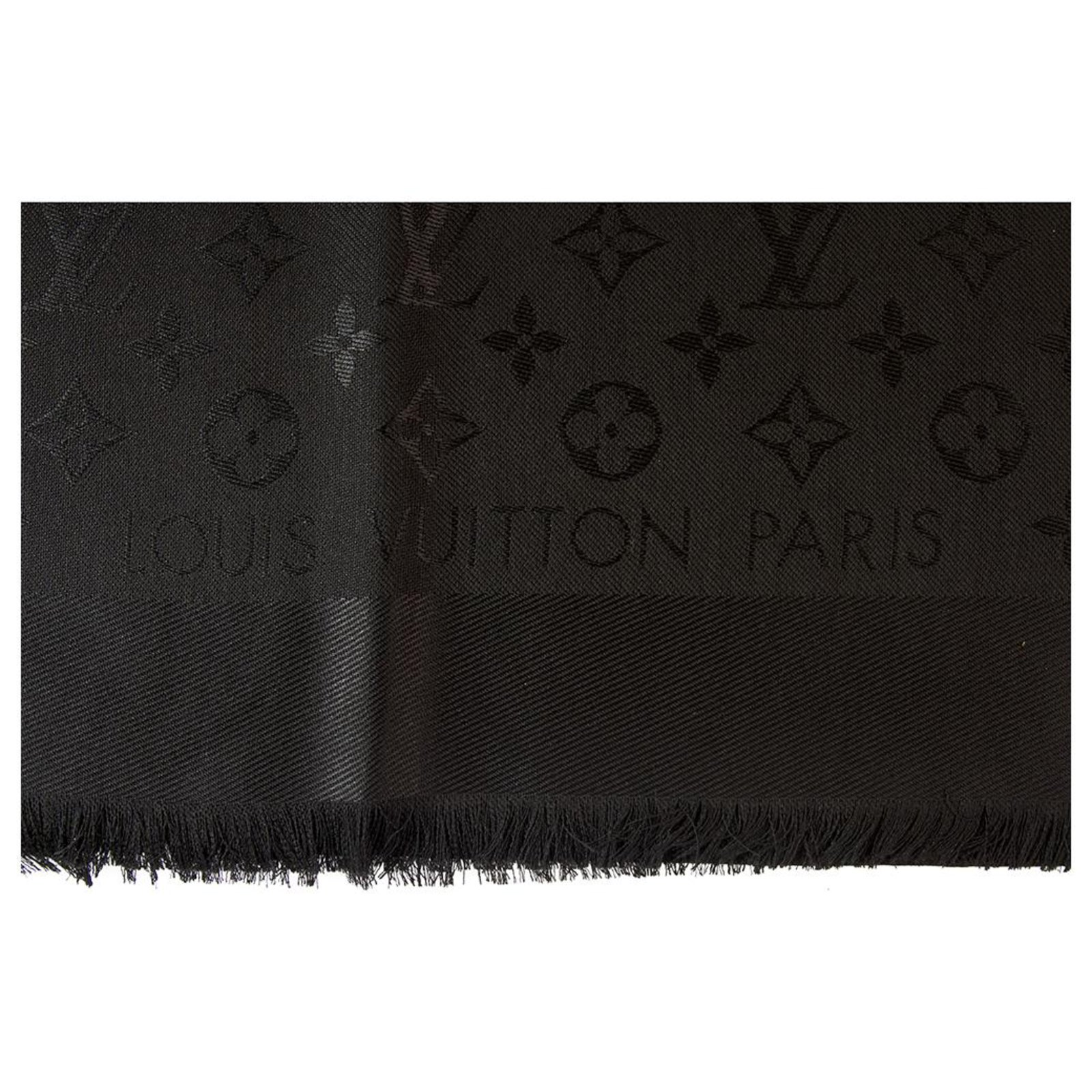 Louis Vuitton monogram Black Denim Tone on tone shawl weaved jacquard  M71378 Silk ref.170151 - Joli Closet