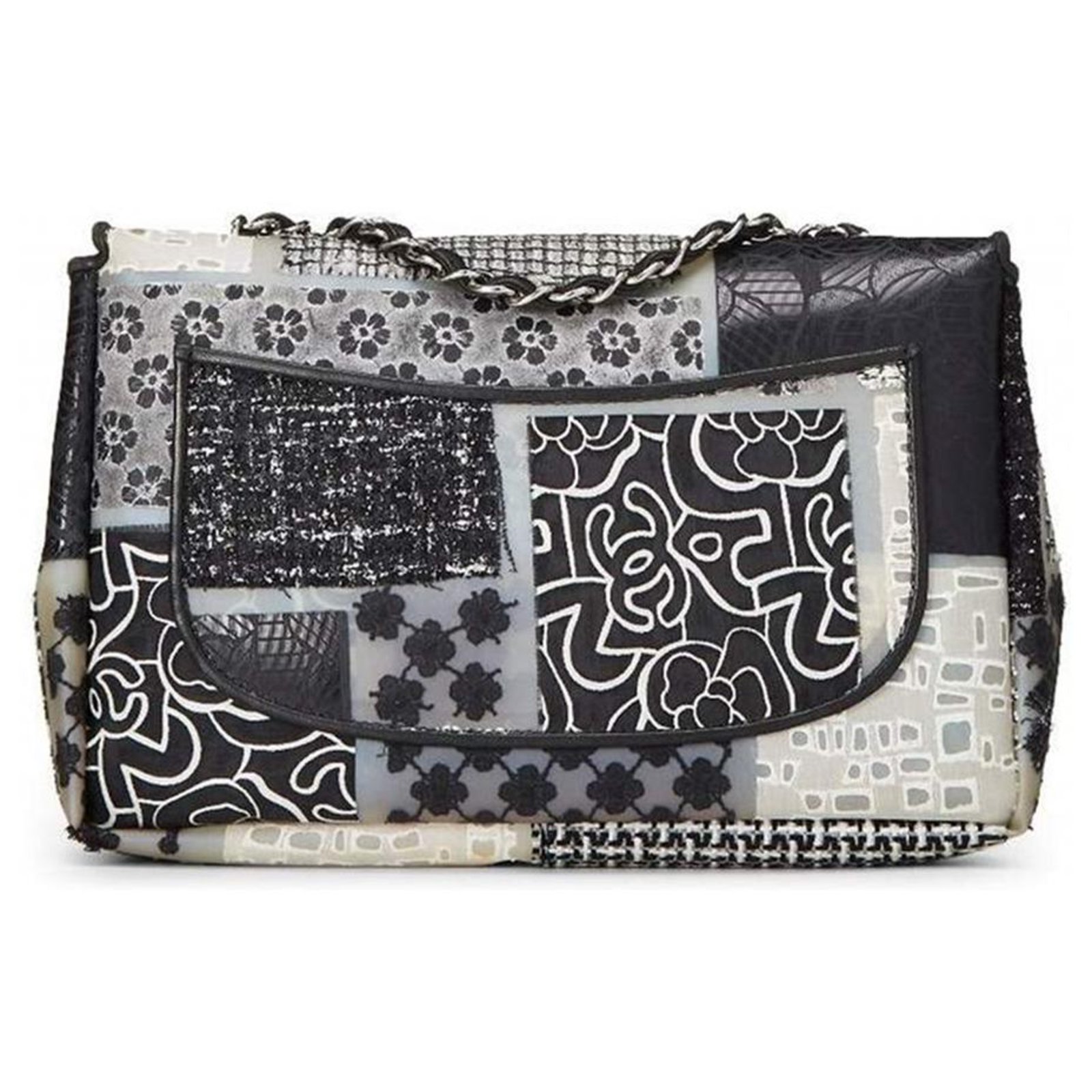 Chanel Patchwork Tweed PVC Classic Single Flap Handbag