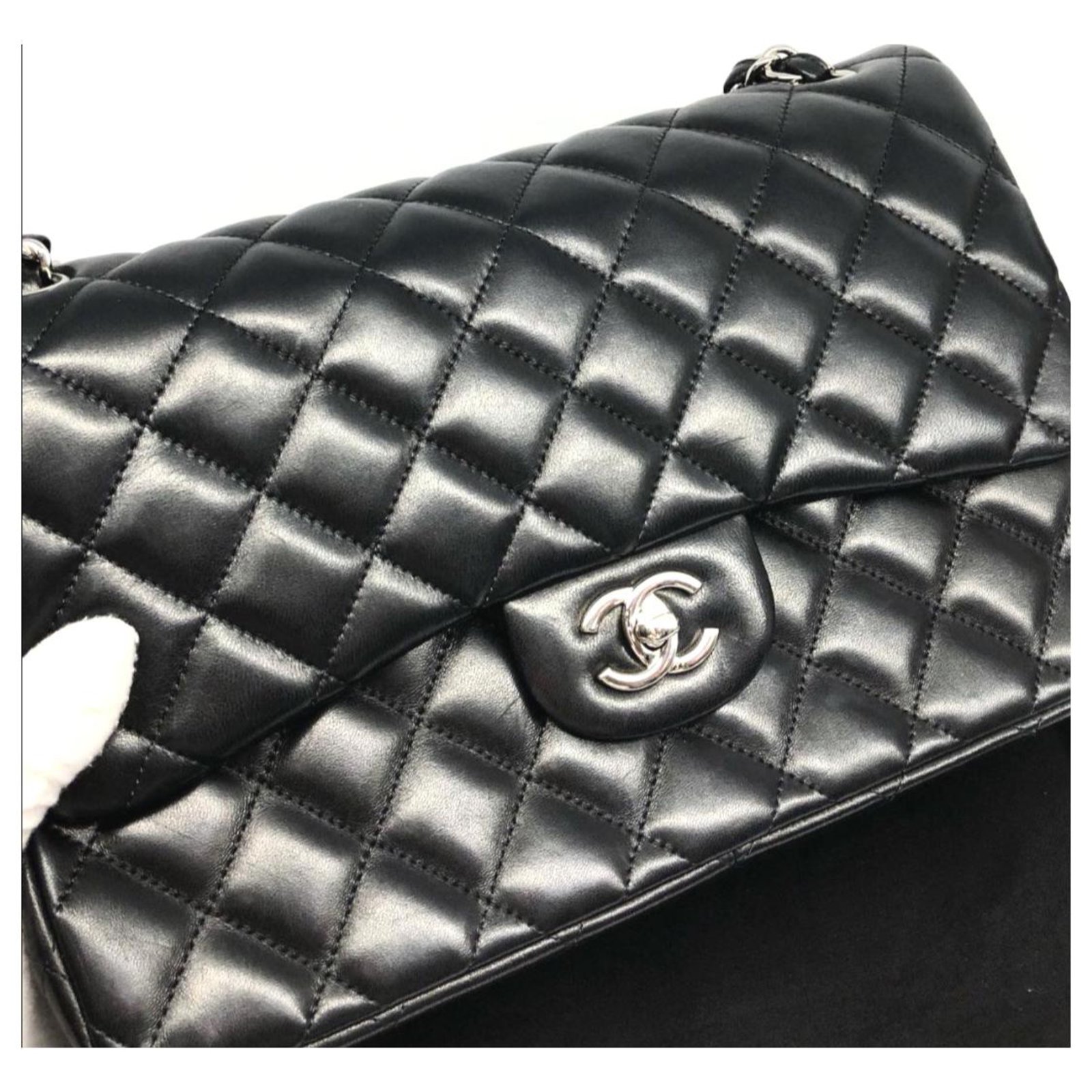 CHANEL Jacket Style Black Leather Bag