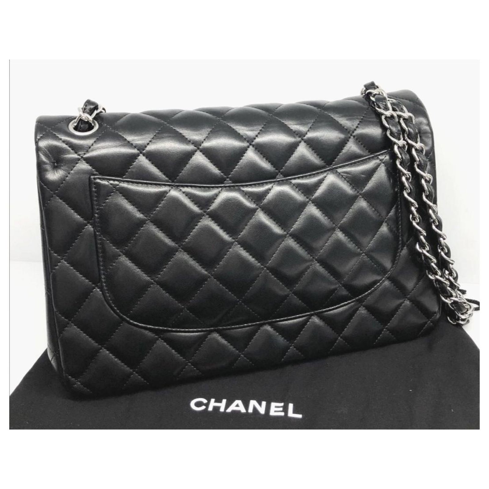 Chanel Black lambskin Jumbo classic flap bag