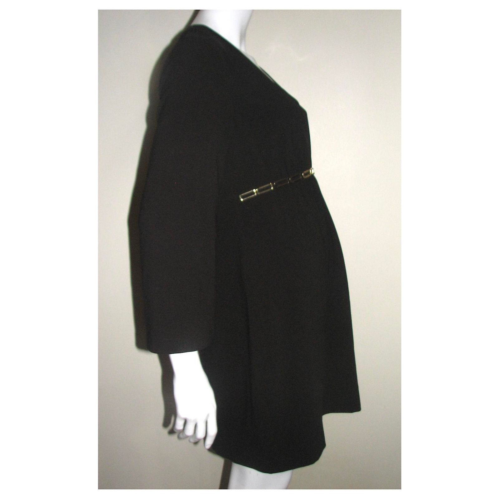 Robe Noire Halston Heritage - Manches Courtes, Jersey, Taille XXS, Neuve Avec étiquette