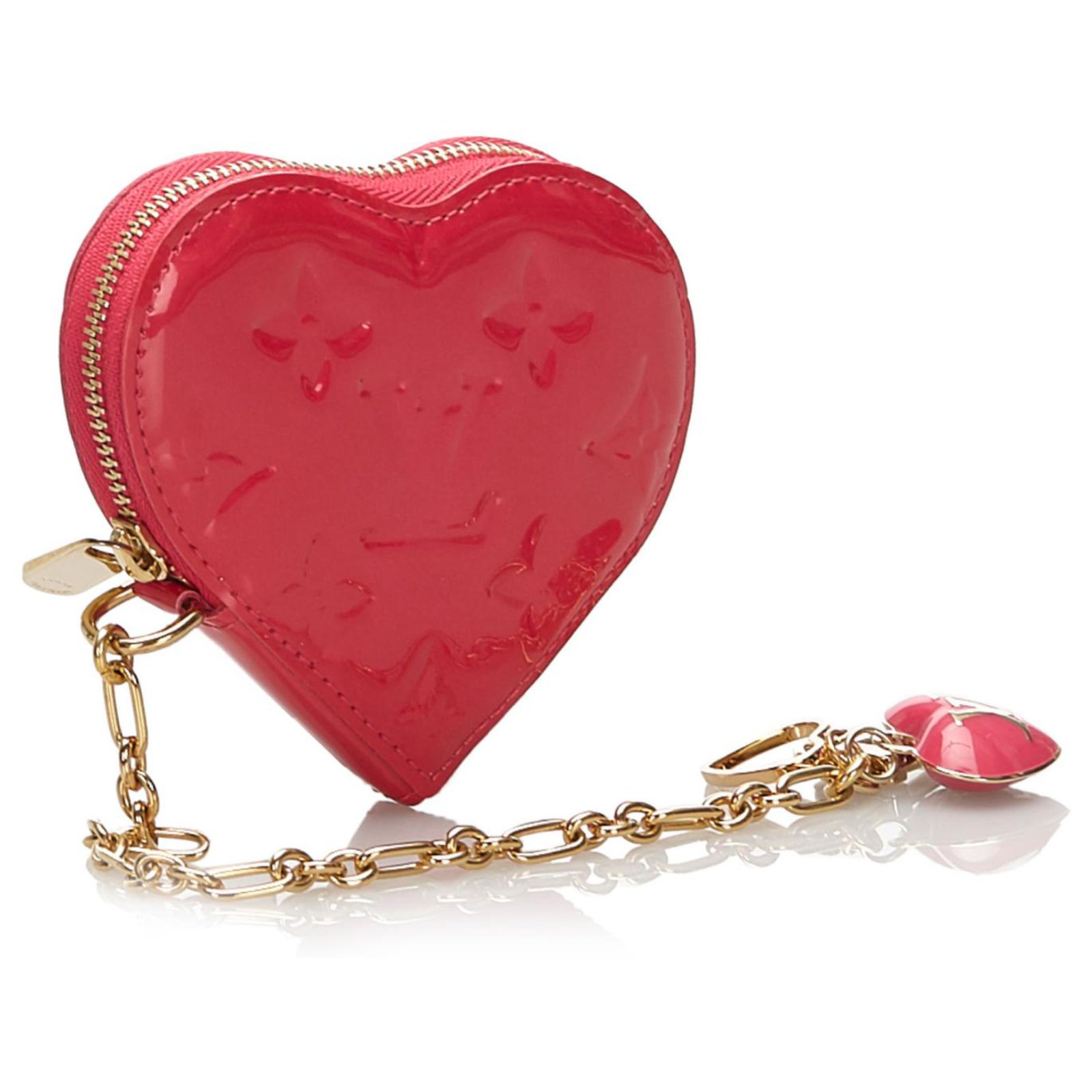 Louis Vuitton Pink Vernis Rayures Heart Coin Pouch Leather Patent leather  ref.172580 - Joli Closet