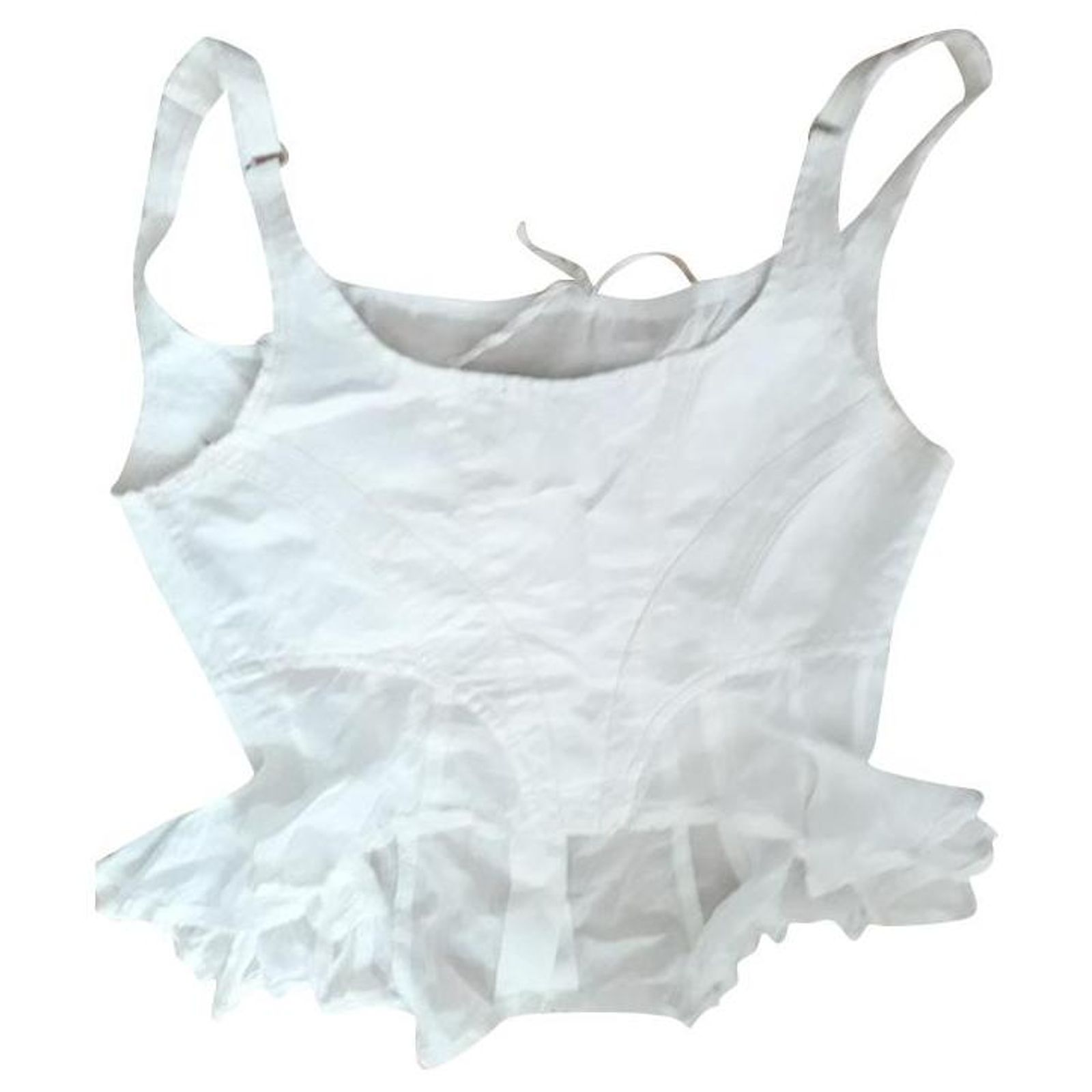 Gilet Sculptural Blanc Cassé Marithé & François Girbaud Taille M - Coton Brodé, Dos Noué - Occasion Très Bon état