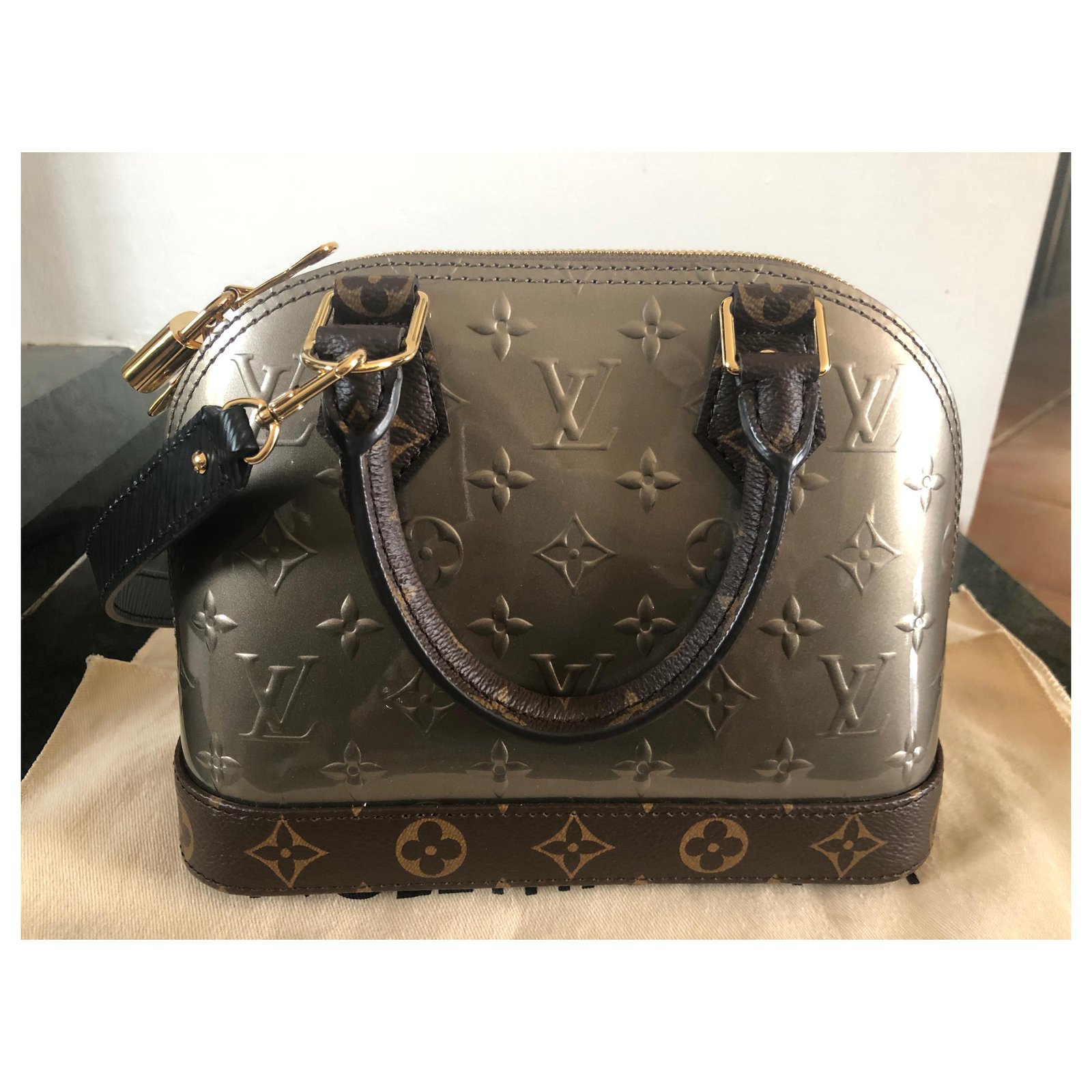 Louis Vuitton Alma BB Limited Edition Brown Black Silvery Gold